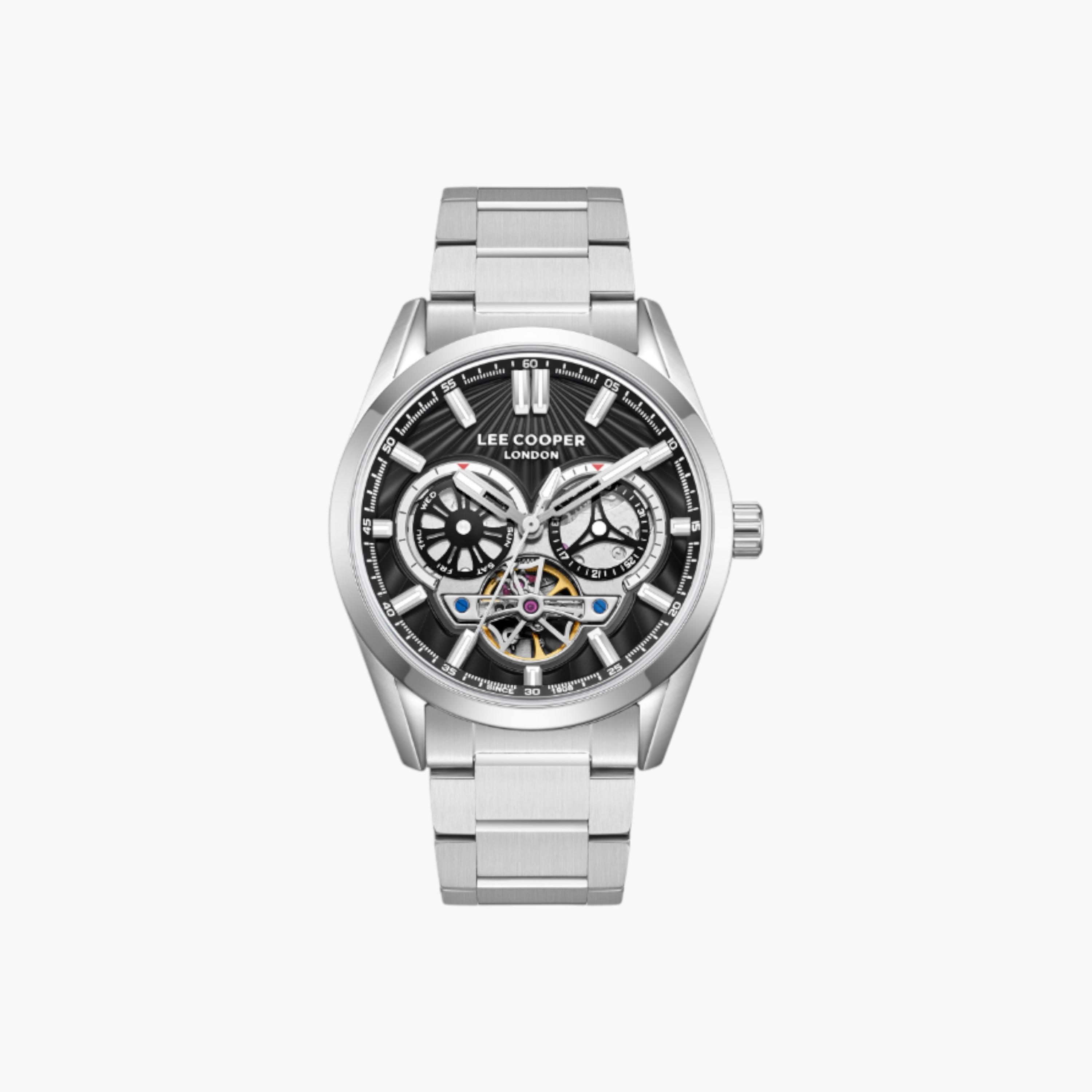 Lee Cooper Automatic Black Dial Metal Wrist Watch-men-watchesandjewellery-watches-image-1