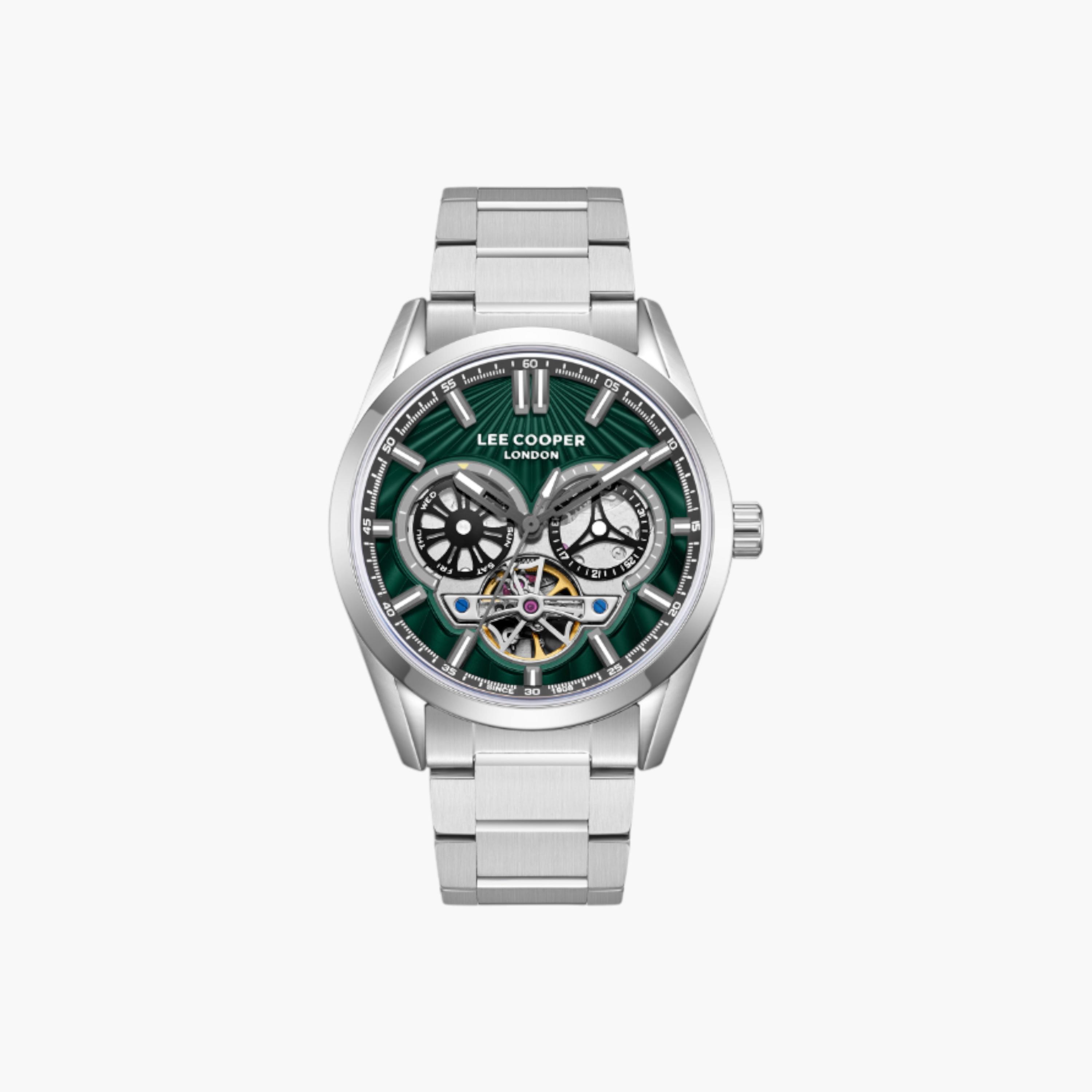 ساعة يد بقرص أخضر وسوار معدني من لي كوبر-men-watchesandjewellery-watches-image-1