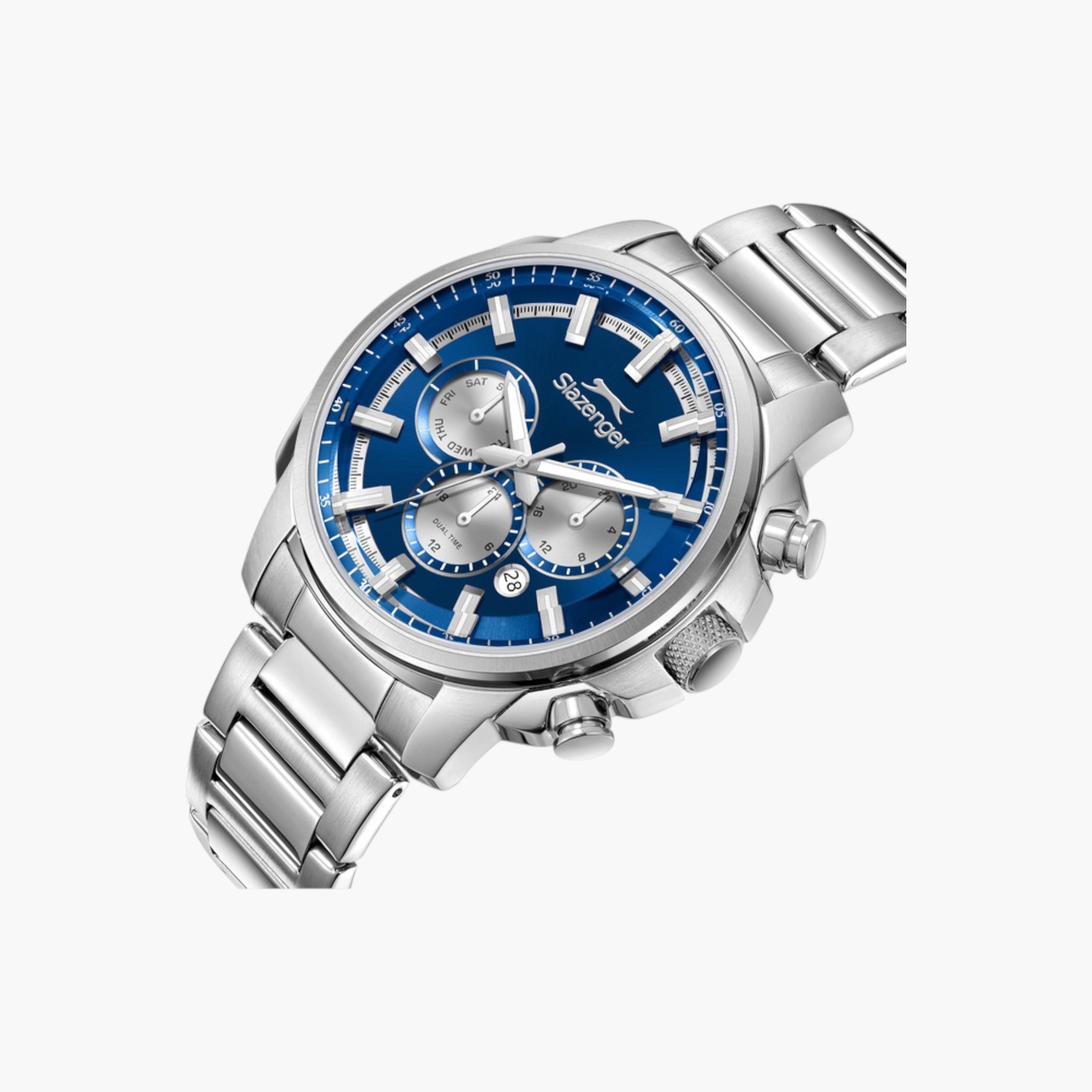 Slazenger Chronograph Blue Dial Metal Wrist Watch-men-watchesandjewellery-watches-image-2