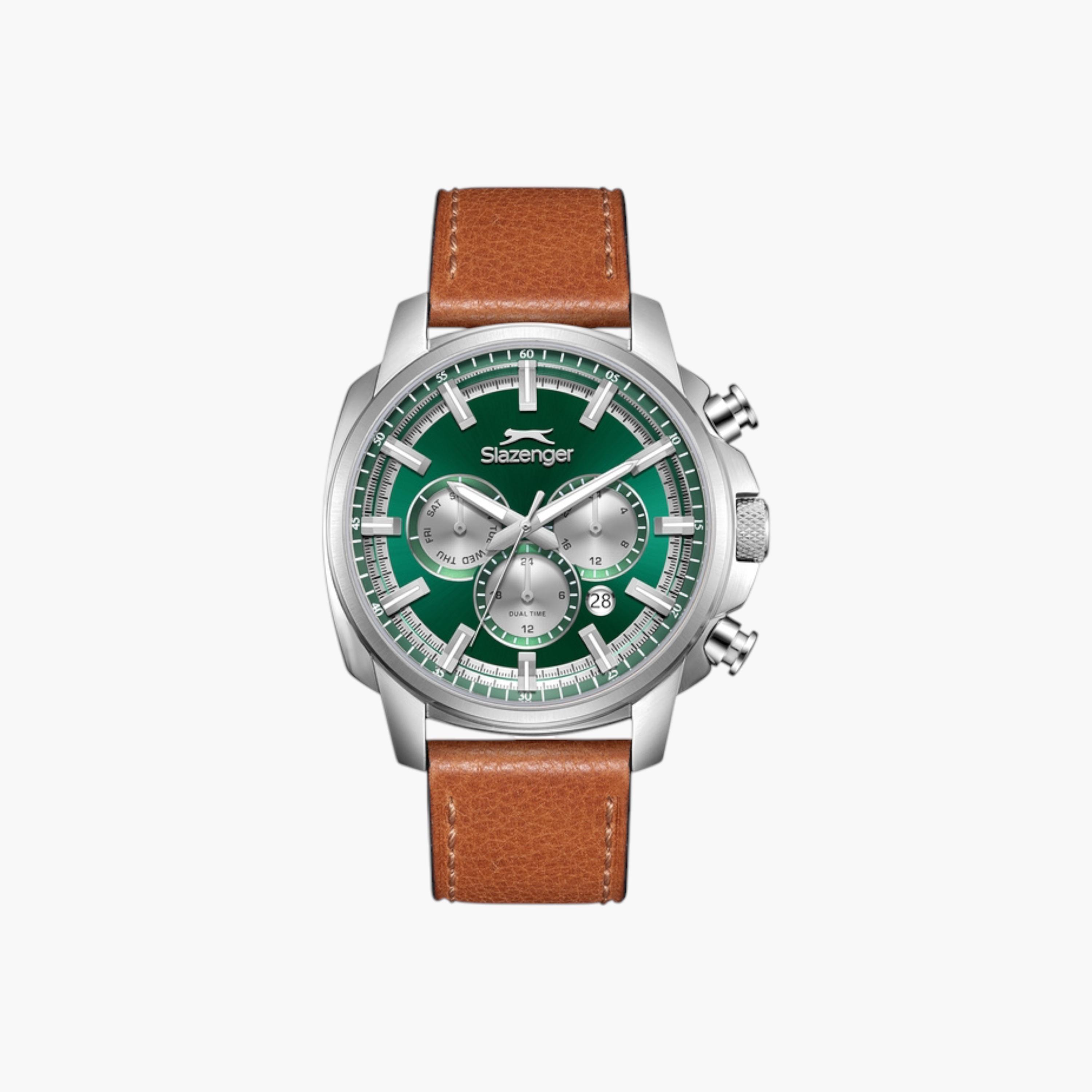 Slazenger Chronograph Green Dial Leather Strap-men-watchesandjewellery-watches-image-1