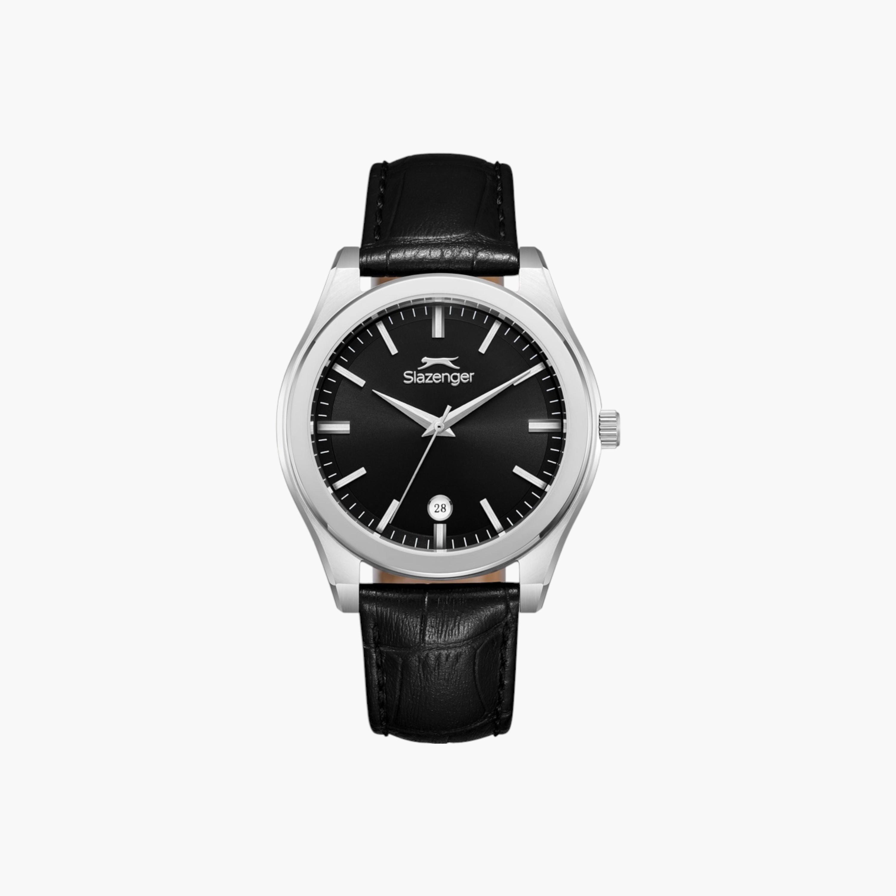 ساعة جلد أنالوج مينا أسود من سليزنغر-men-watchesandjewellery-watches-image-1
