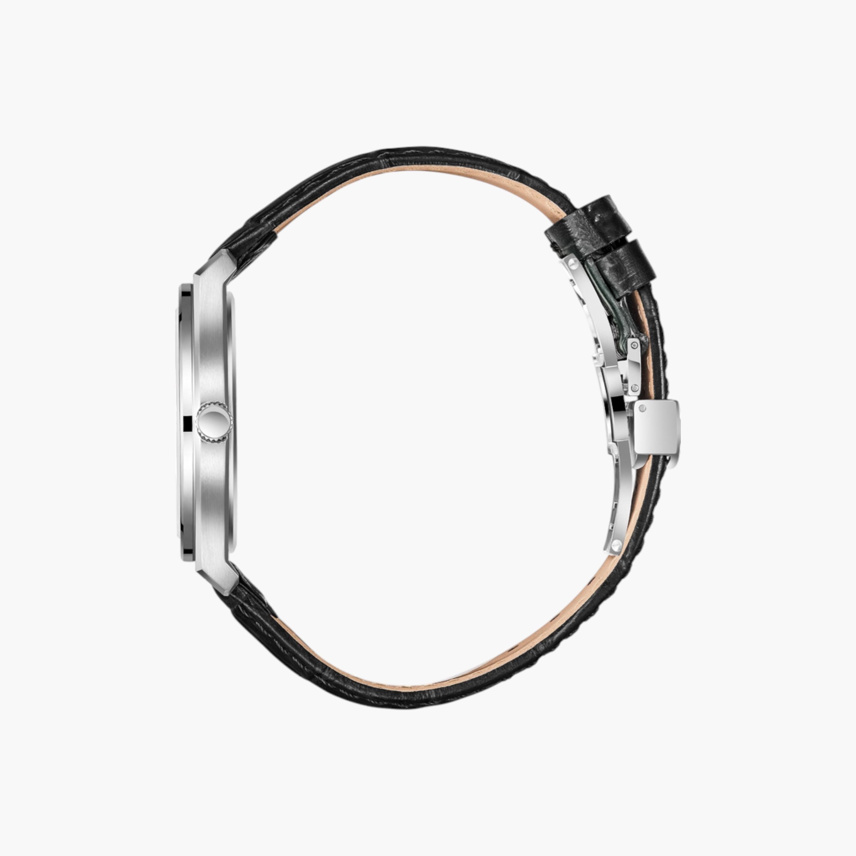 ساعة جلد أنالوج مينا أسود من سليزنغر-men-watchesandjewellery-watches-image-3