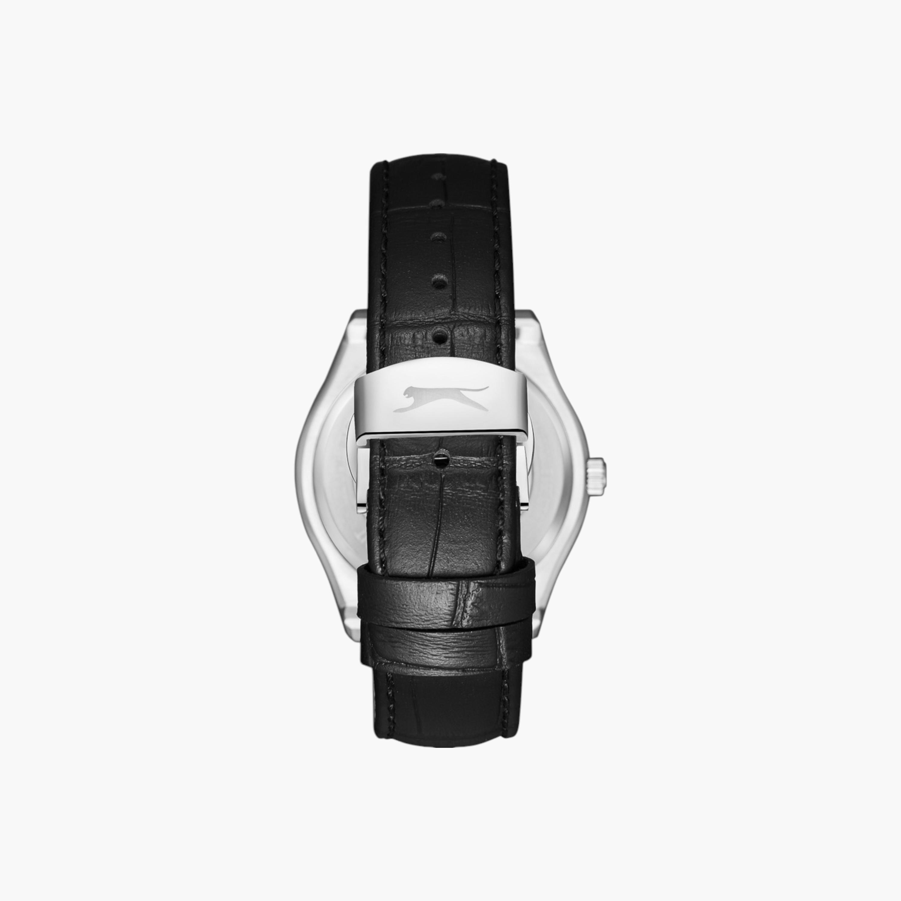 ساعة جلد أنالوج مينا أسود من سليزنغر-men-watchesandjewellery-watches-image-4