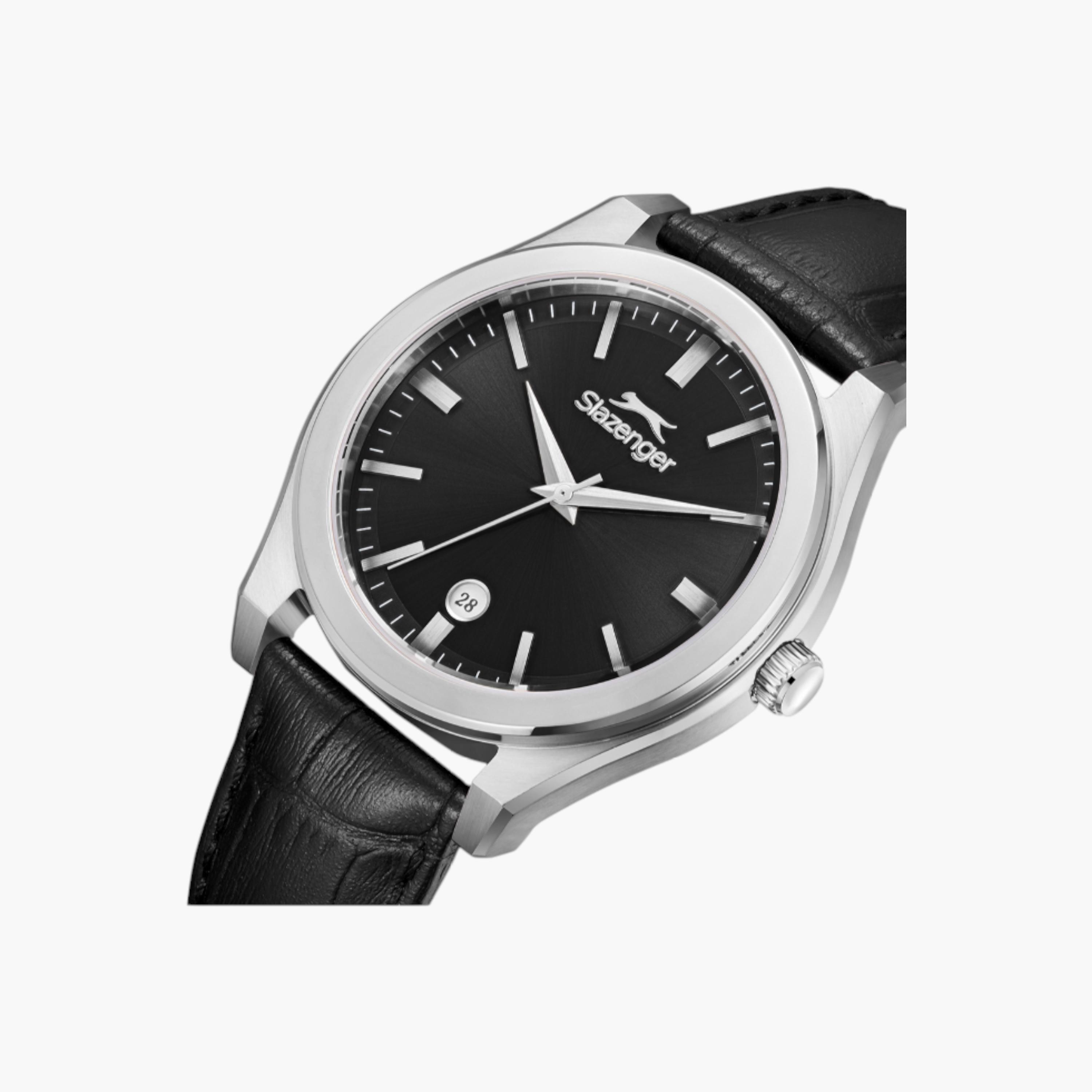 ساعة جلد أنالوج مينا أسود من سليزنغر-men-watchesandjewellery-watches-image-5