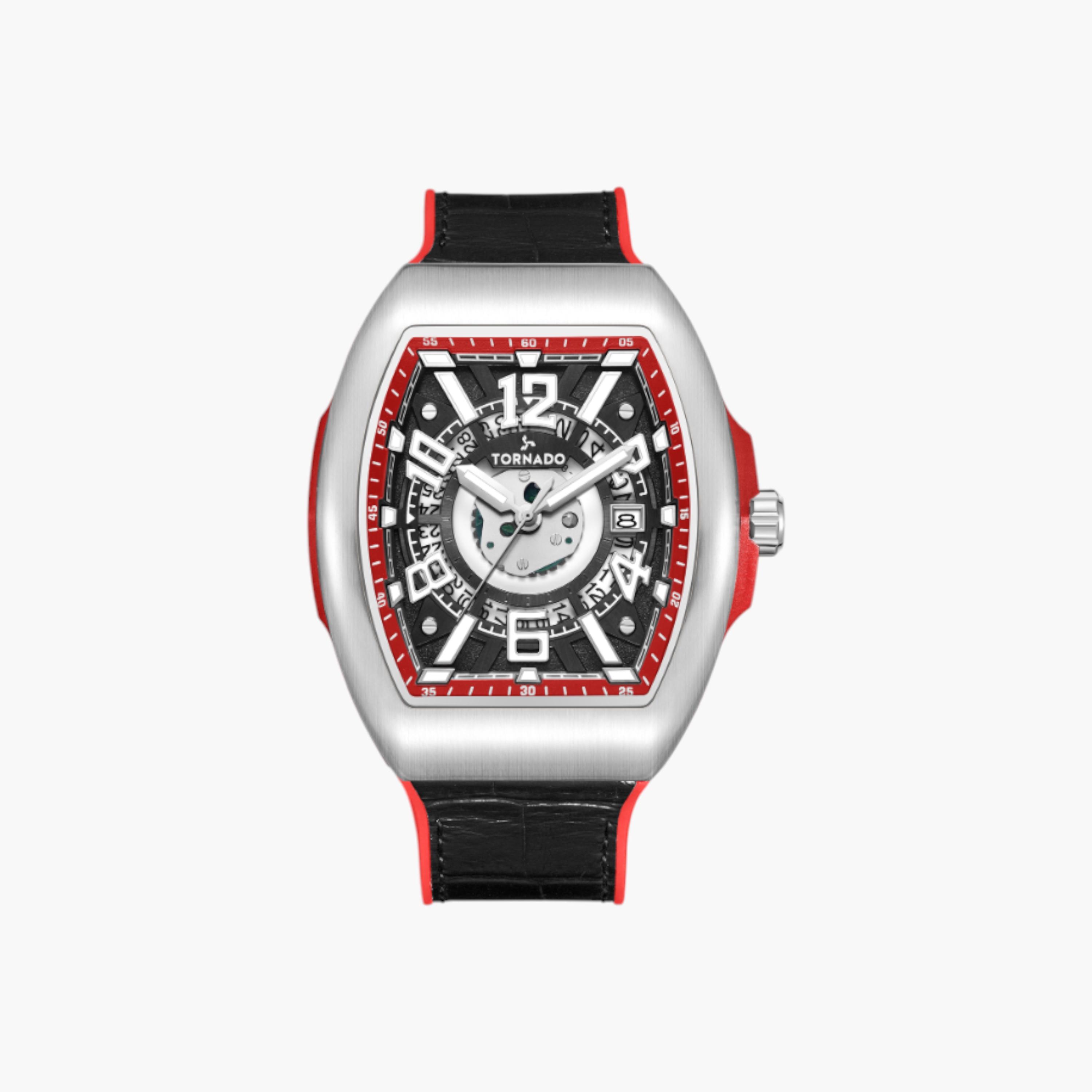 ساعة أنالوج مزيج الجلد مينا أسود من تورنادو-men-watchesandjewellery-watches-image-1