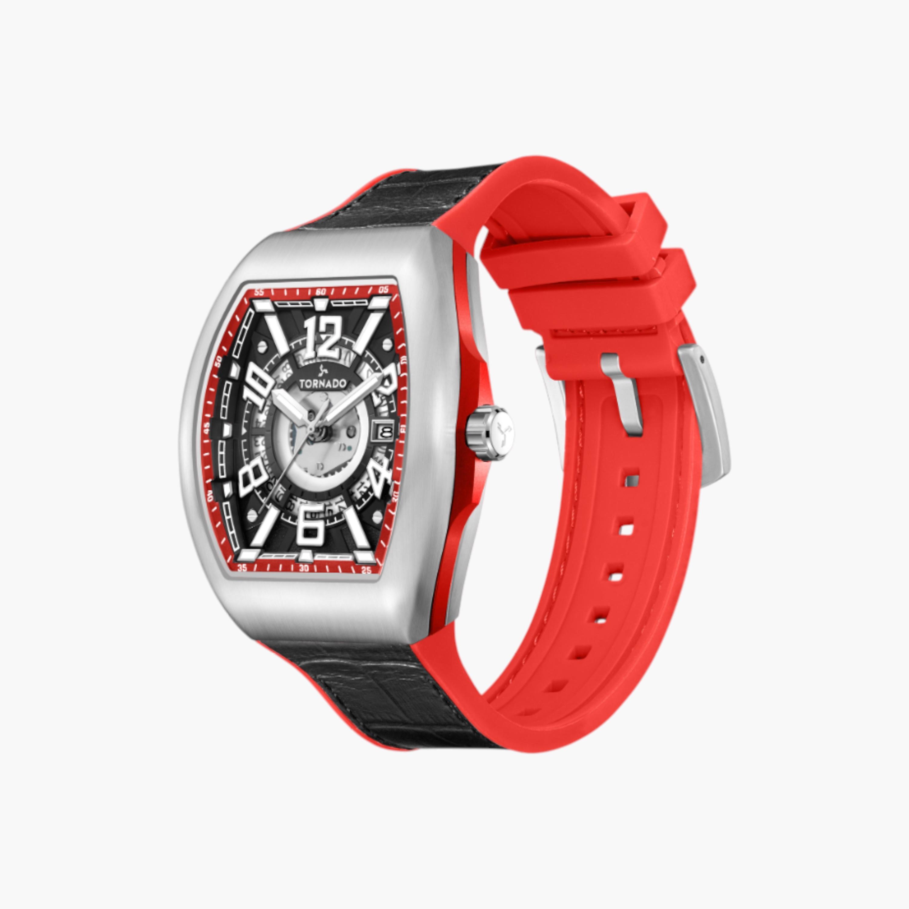 ساعة أنالوج مزيج الجلد مينا أسود من تورنادو-men-watchesandjewellery-watches-image-2