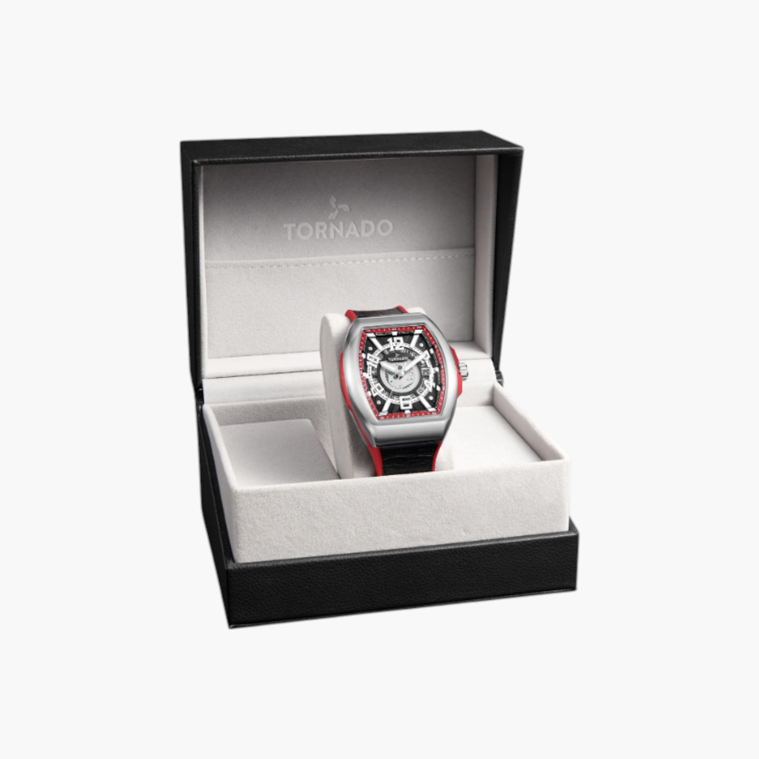 ساعة أنالوج مزيج الجلد مينا أسود من تورنادو-men-watchesandjewellery-watches-image-4