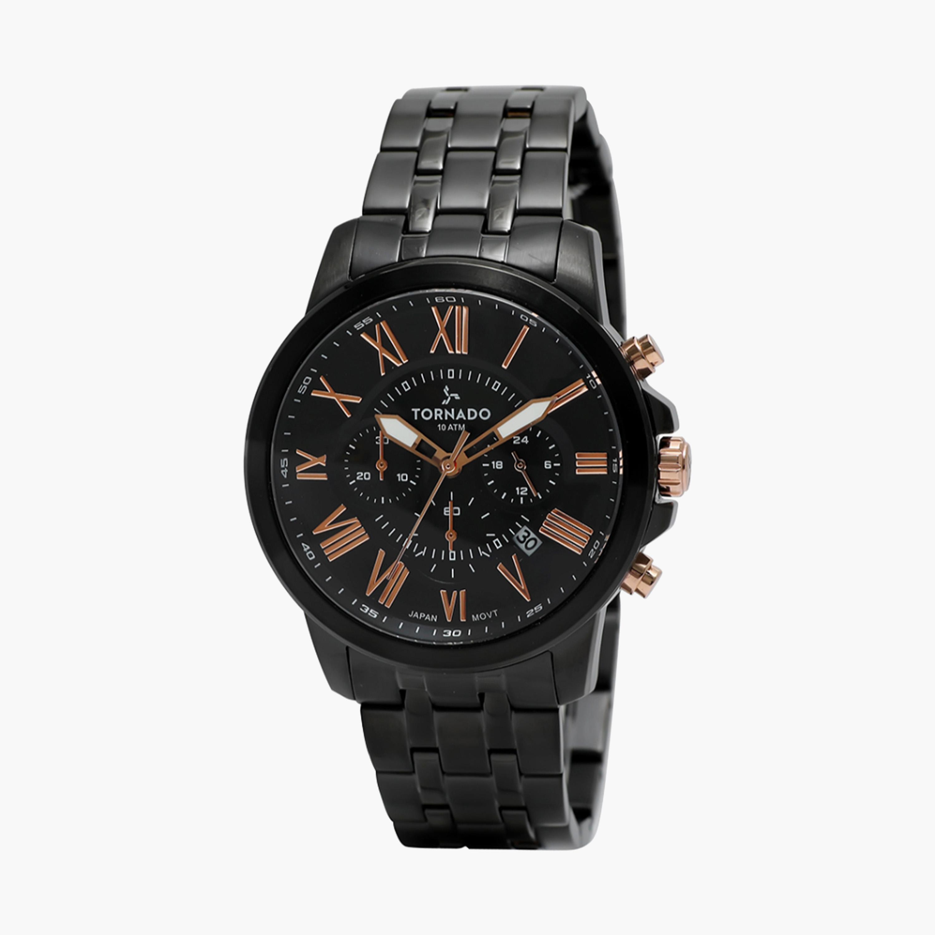 Tornado Chronograph Black Dial Stainless Steel Watch-men-watchesandjewellery-watches-image-1