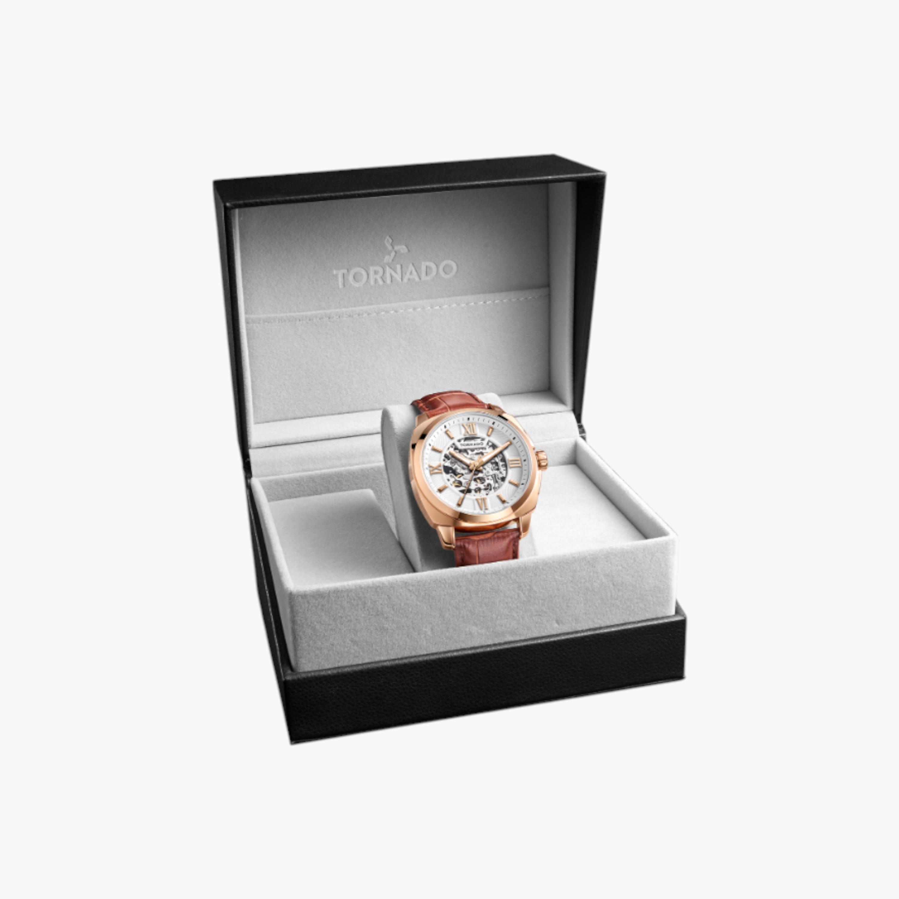 Tornado Automatic White Dial Leather Wrist Watch-men-watchesandjewellery-watches-image-4