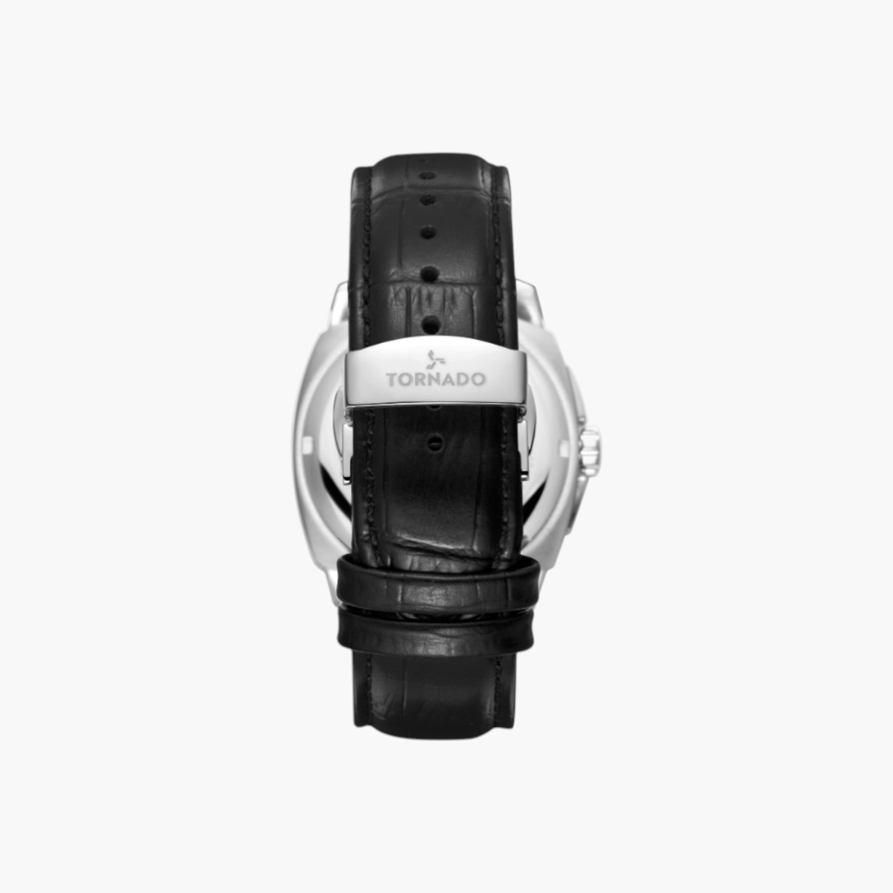ساعة أوتوماتيكية جلد مينا أسود من تورنادو-men-watchesandjewellery-watches-image-3