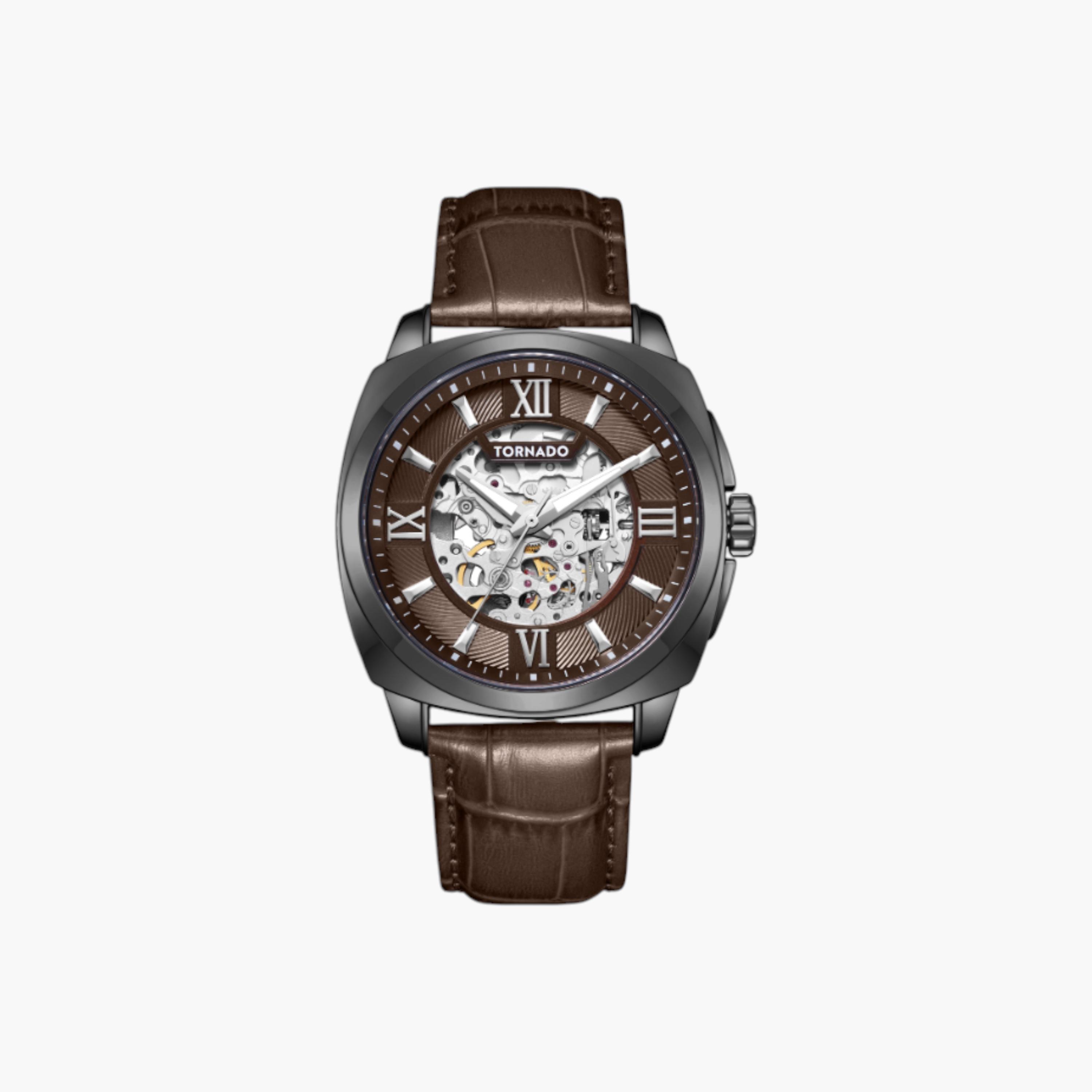 Tornado Analog Brown Dial Leather Wrist Watch-men-watchesandjewellery-watches-image-1
