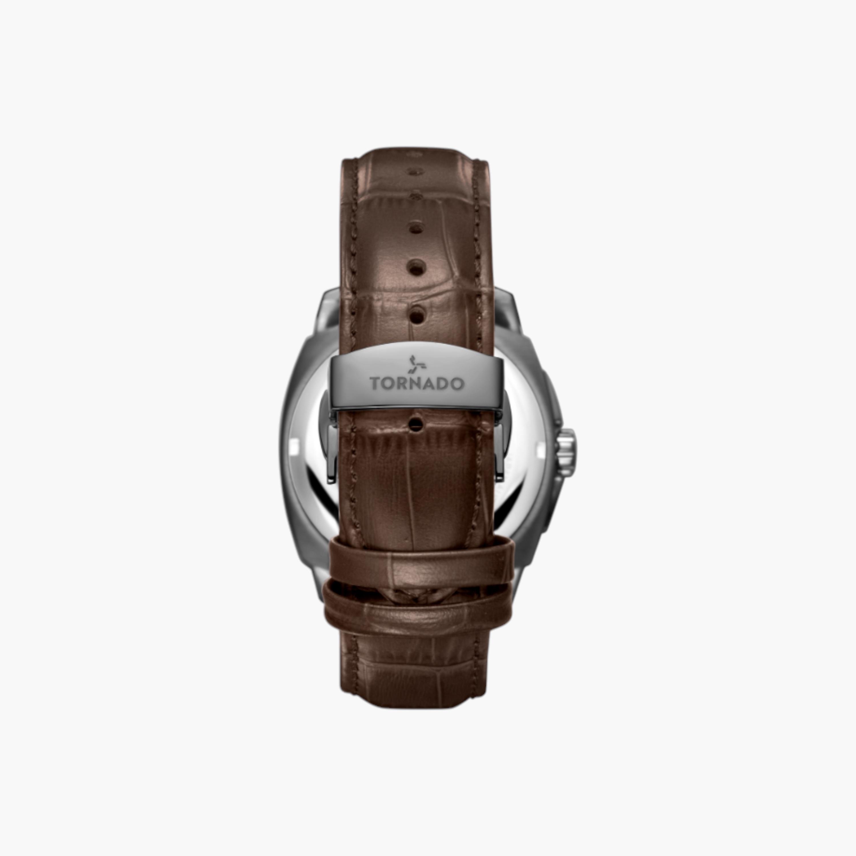 Tornado Analog Brown Dial Leather Wrist Watch-men-watchesandjewellery-watches-image-3