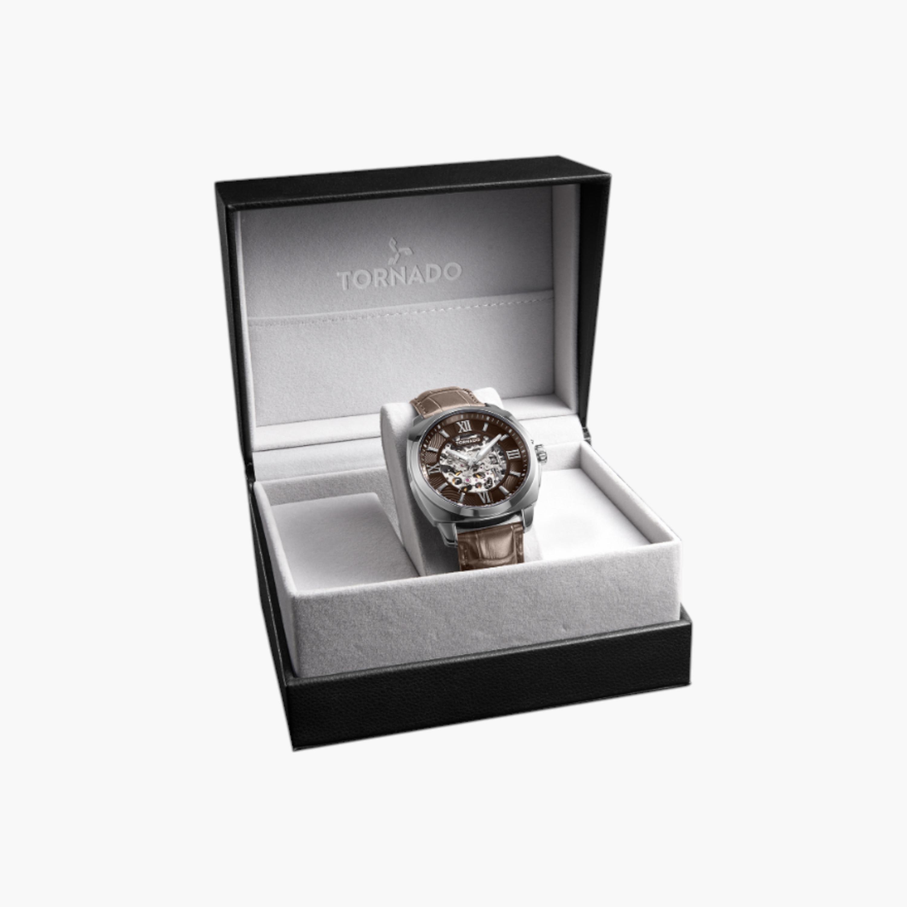 Tornado Analog Brown Dial Leather Wrist Watch-men-watchesandjewellery-watches-image-4