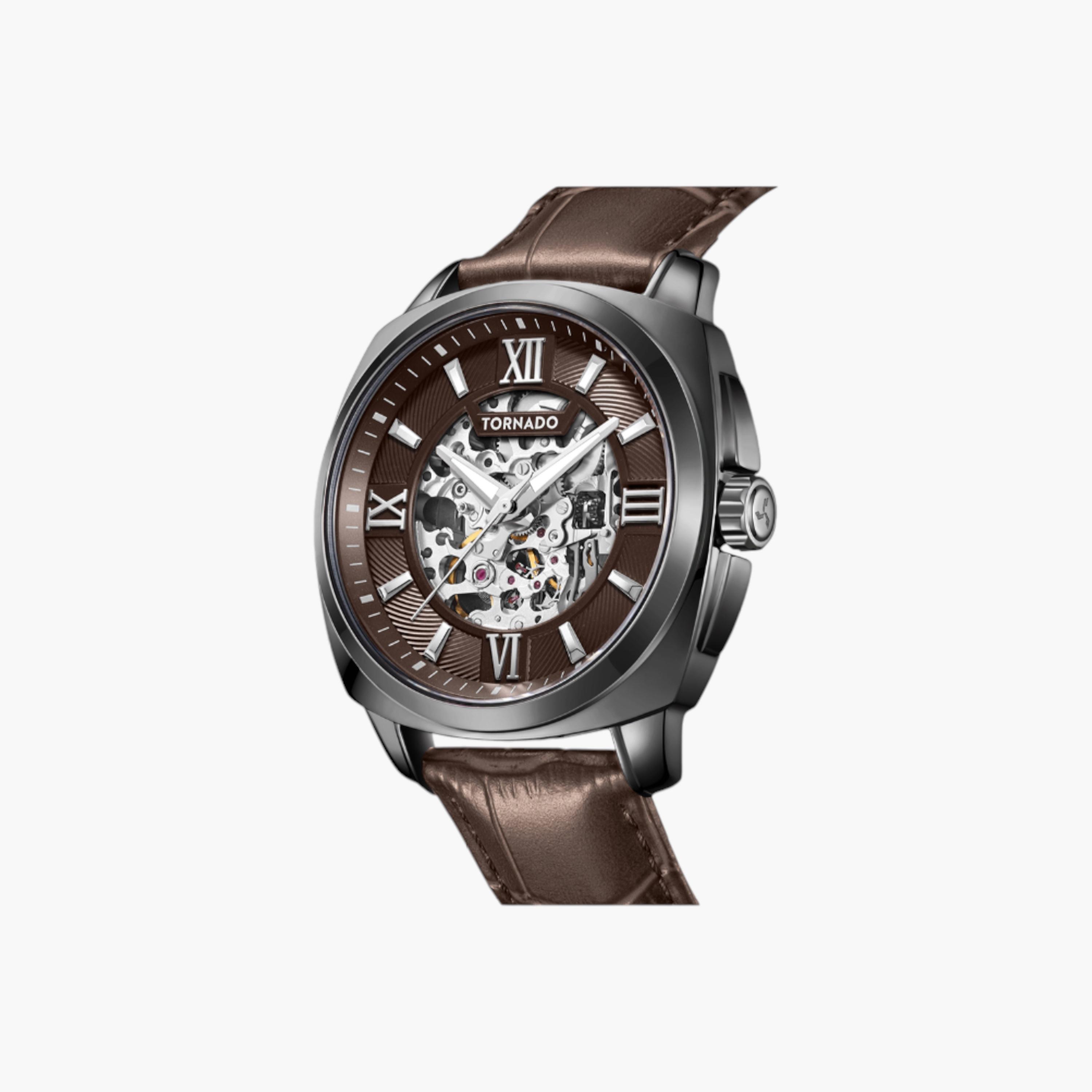 Tornado Analog Brown Dial Leather Wrist Watch-men-watchesandjewellery-watches-image-5