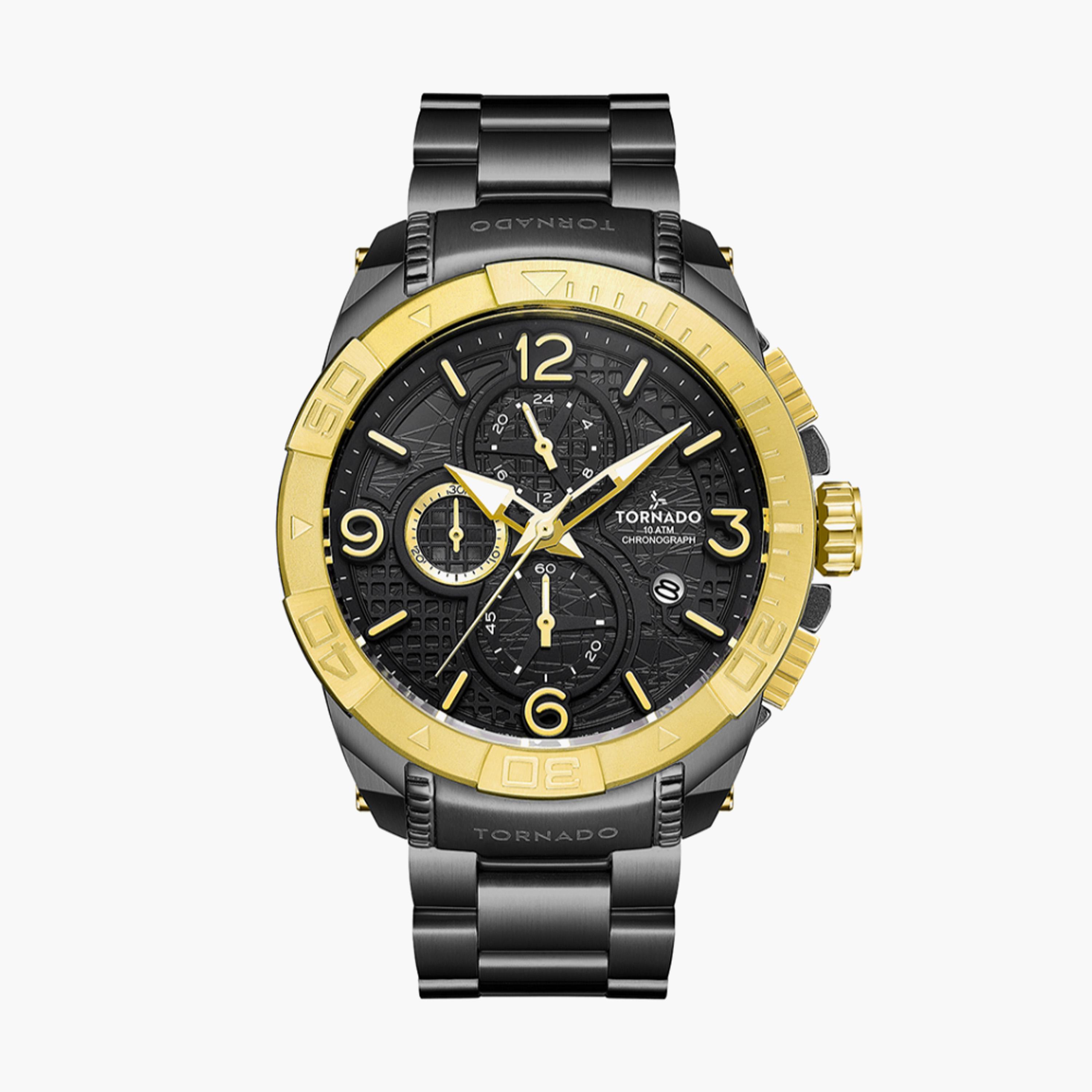 Tornado Chronograph Gold Dial Stainless Steel Watch-men-watchesandjewellery-watches-image-1