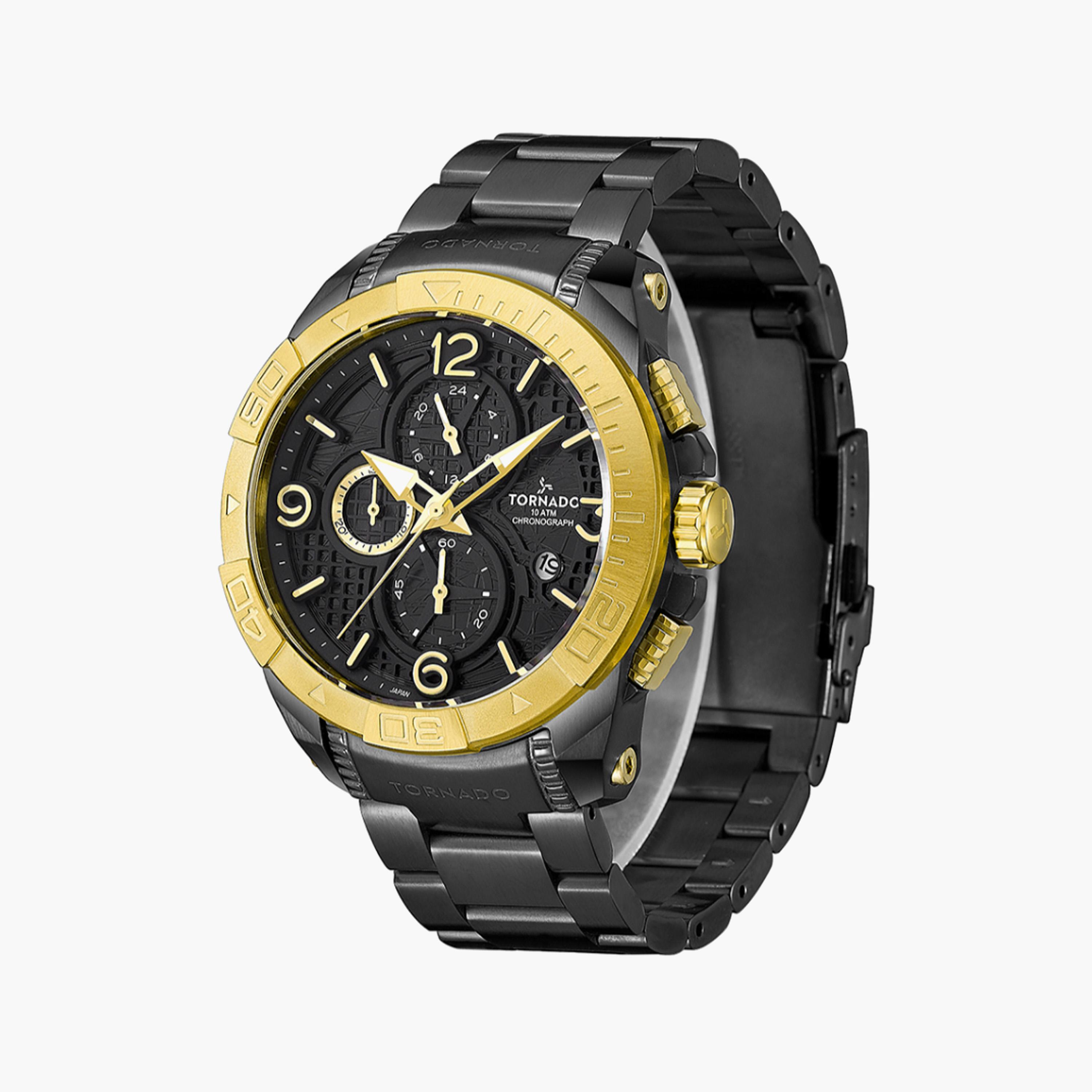 Tornado Chronograph Gold Dial Stainless Steel Watch-men-watchesandjewellery-watches-image-2