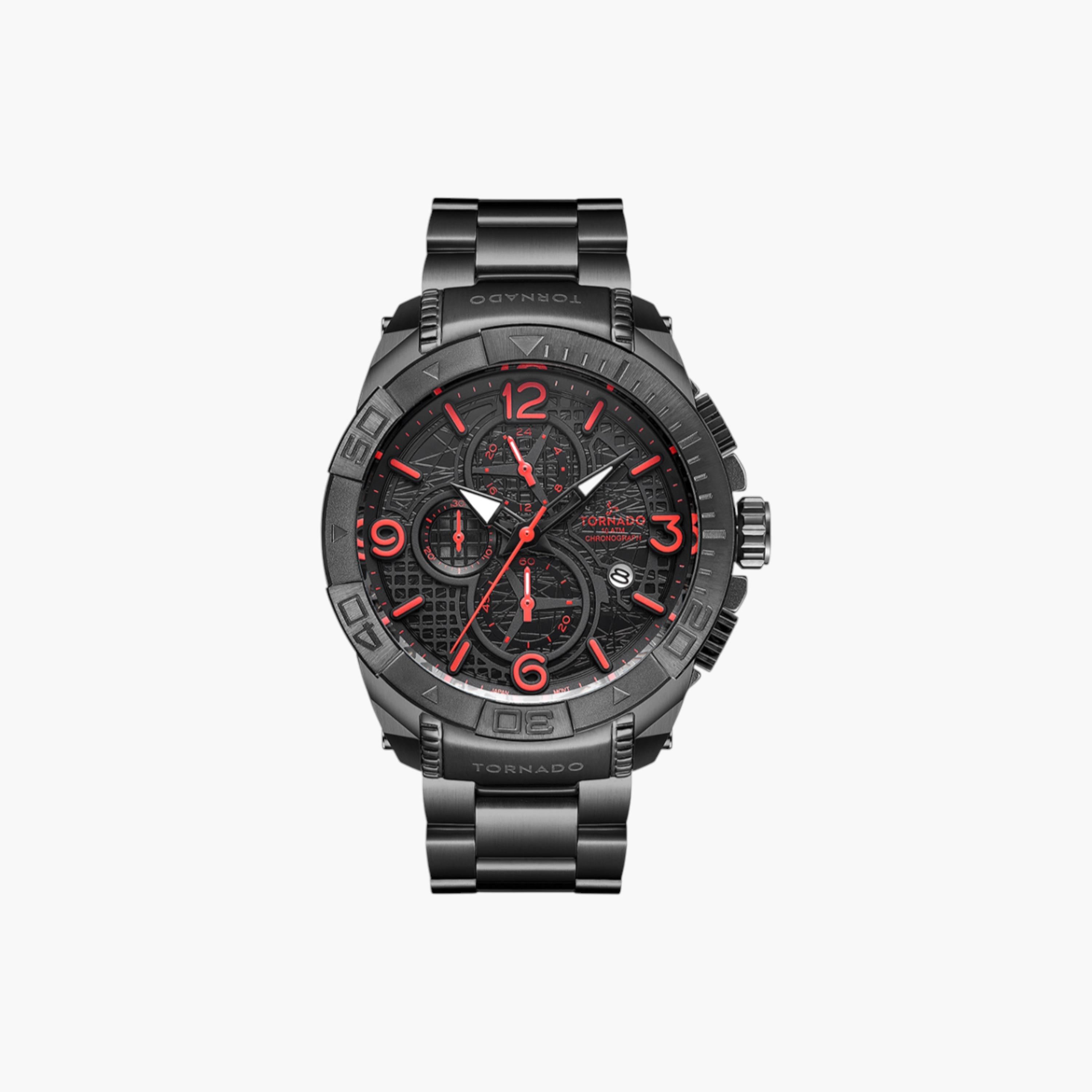 Tornado Chronograph Black Dial Stainless Steel Watch-men-watchesandjewellery-watches-image-1