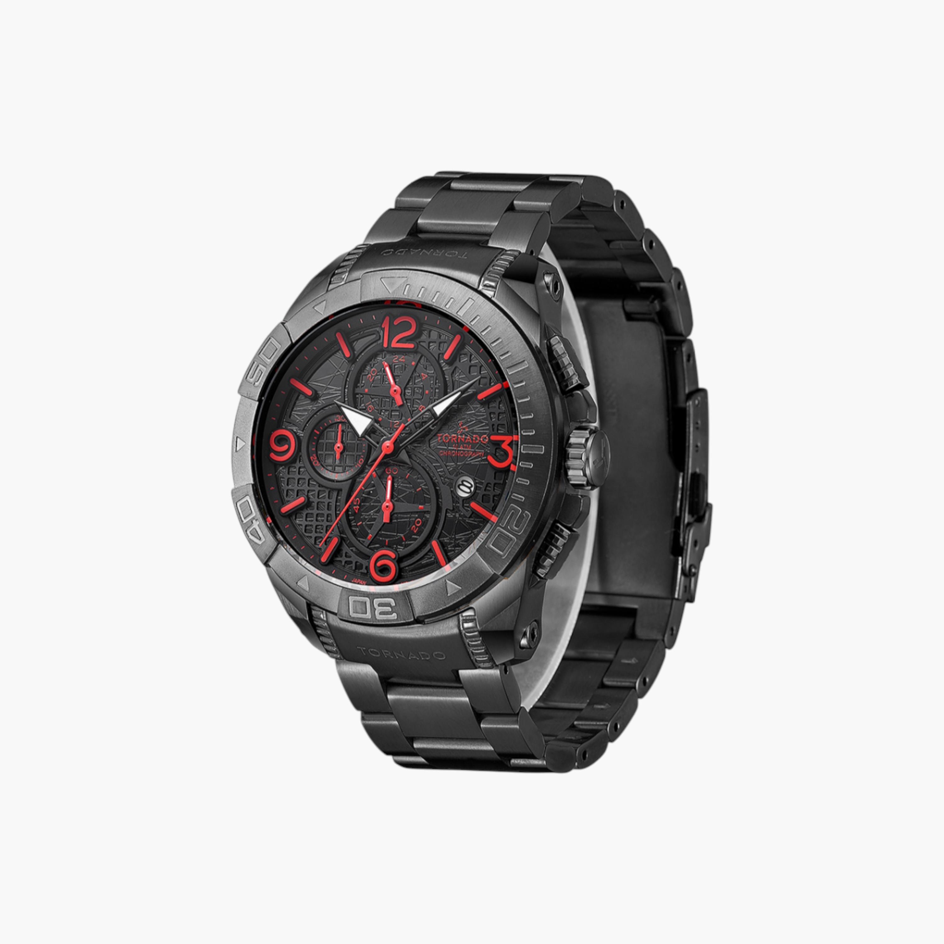 Tornado Chronograph Black Dial Stainless Steel Watch-men-watchesandjewellery-watches-image-2