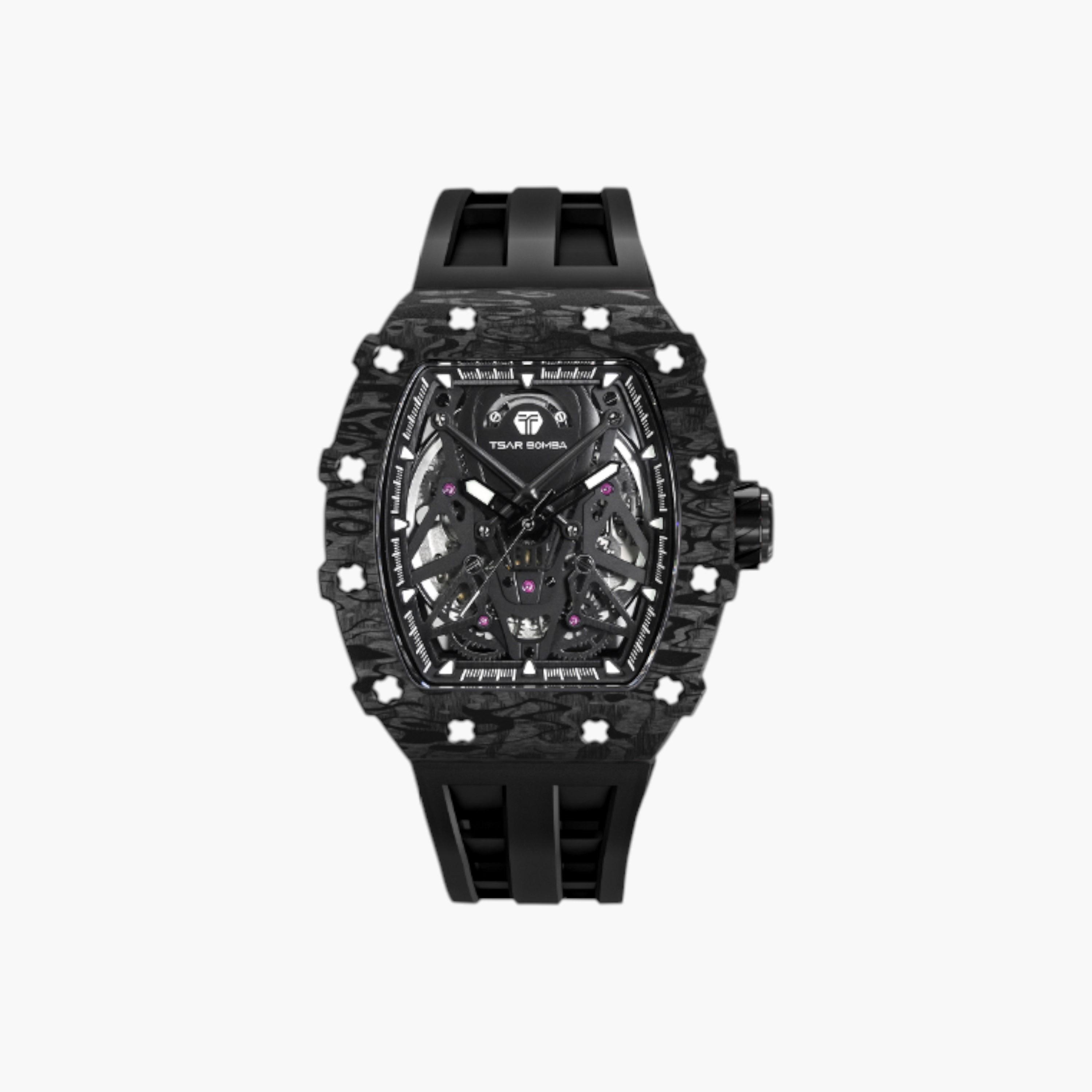 TSAR BOMBA Automatic Black Dial Silicone Watch-men-watchesandjewellery-watches-image-1