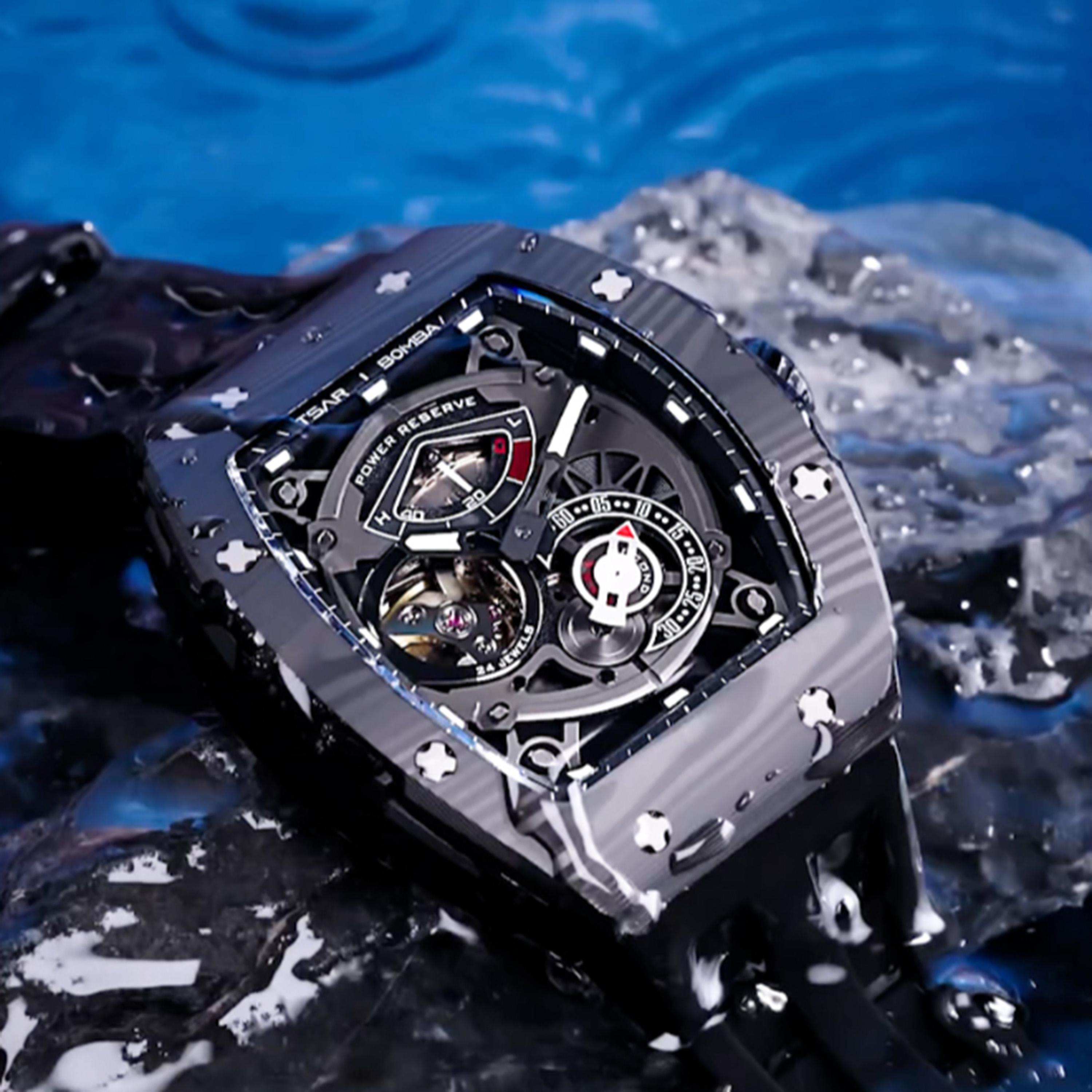ساعة أوتوماتيك بميناء أسود للرجال من تسار بومبا - TB8210CF-01-men-watchesandjewellery-watches-image-3