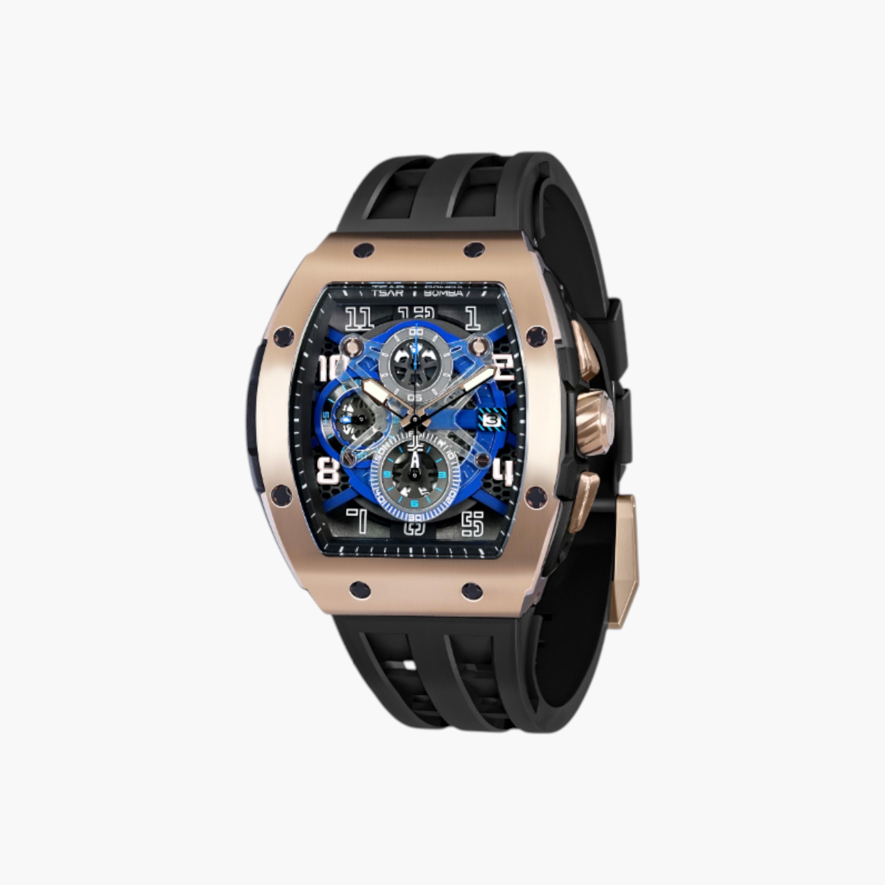 TSAR BOMBA Men's Analog Blue Dial Watch - TB8211Q-05-men-watchesandjewellery-watches-image-2