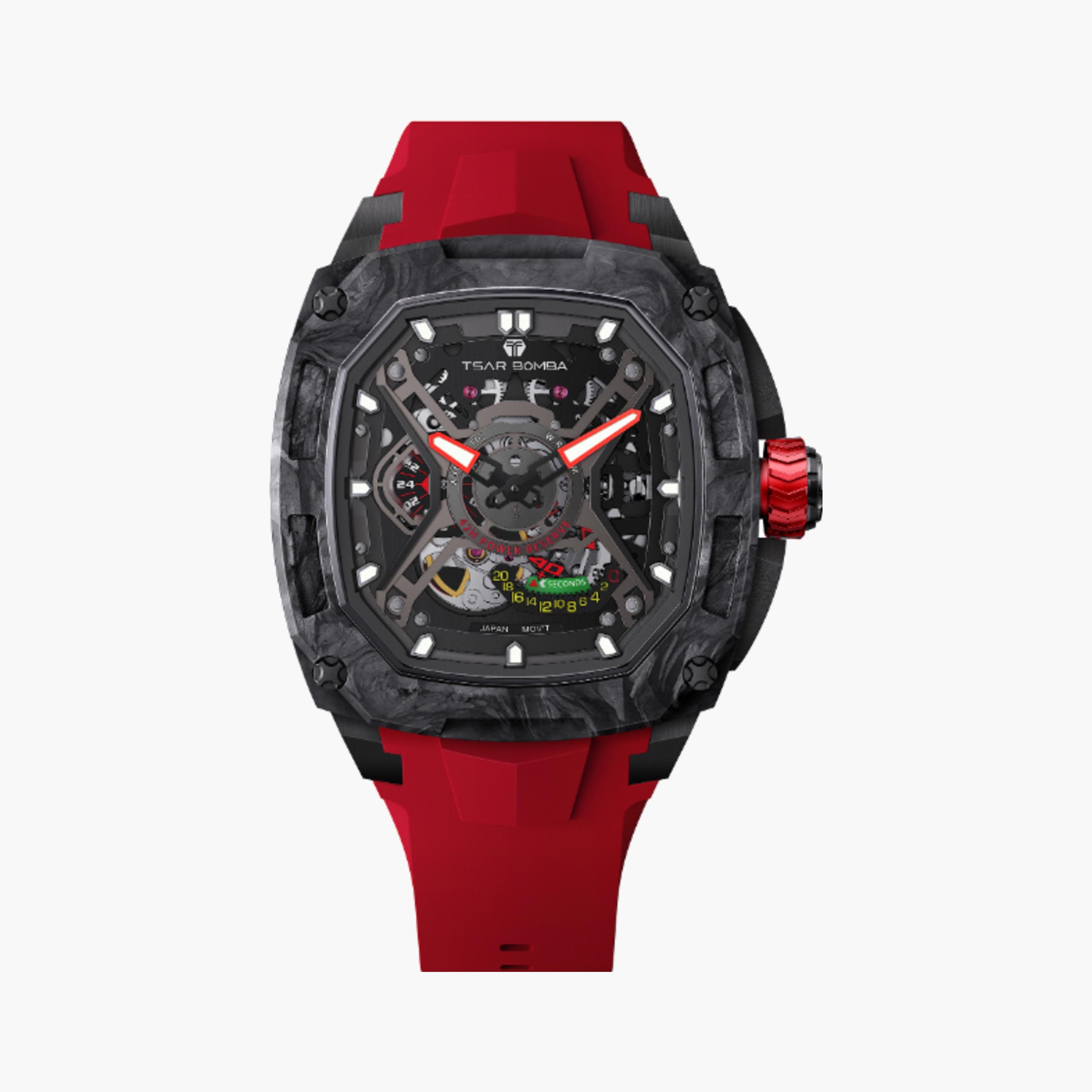 ساعة أوتوماتيك بسوار سيليكون أسود من تسار بومبا-men-watchesandjewellery-watches-image-3