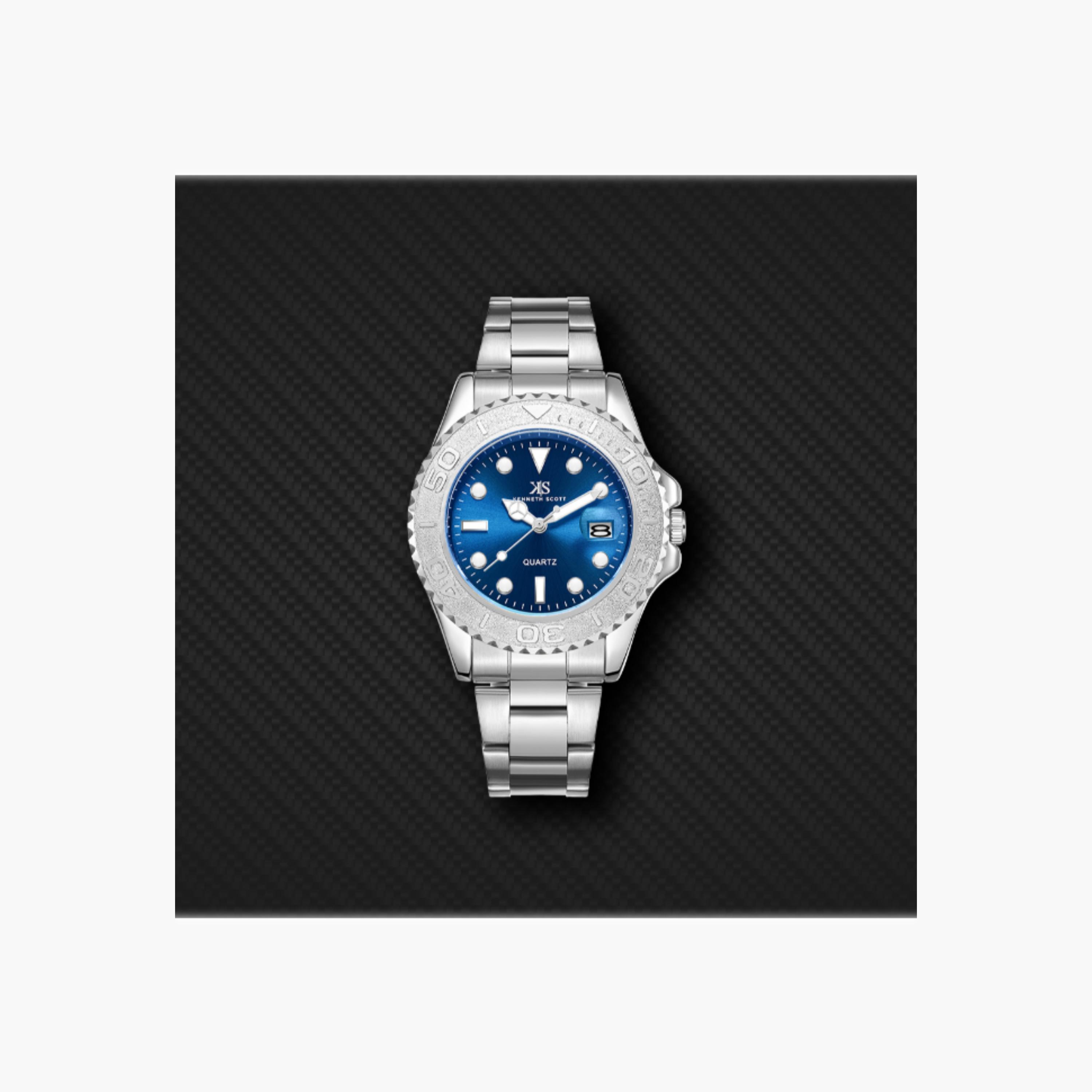 Kenneth Scott Men's Analog Blue Dial Watch-men-watchesandjewellery-watches-image-2