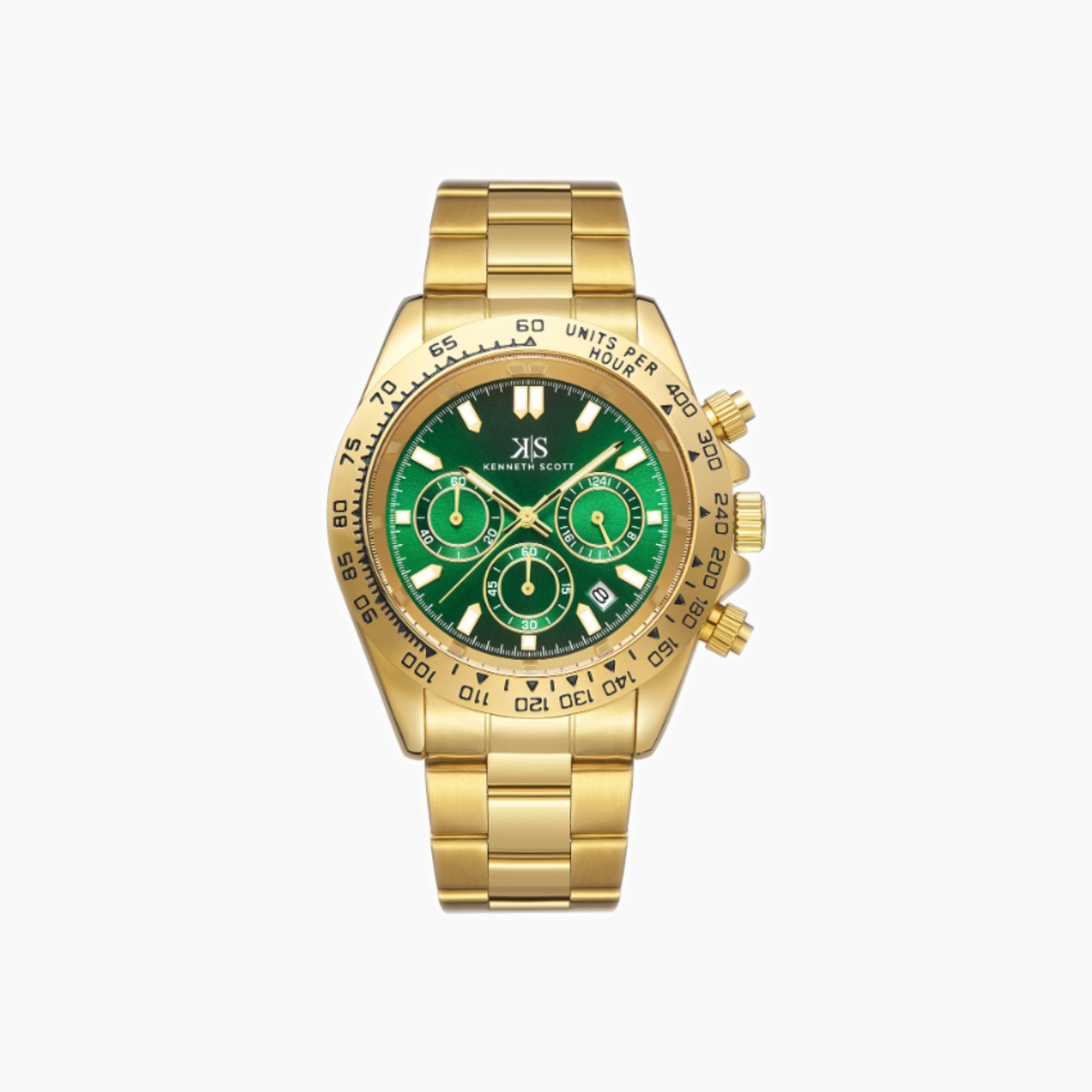Kenneth Scott Men's Multi Function Green Dial Watch-men-watchesandjewellery-watches-image-1