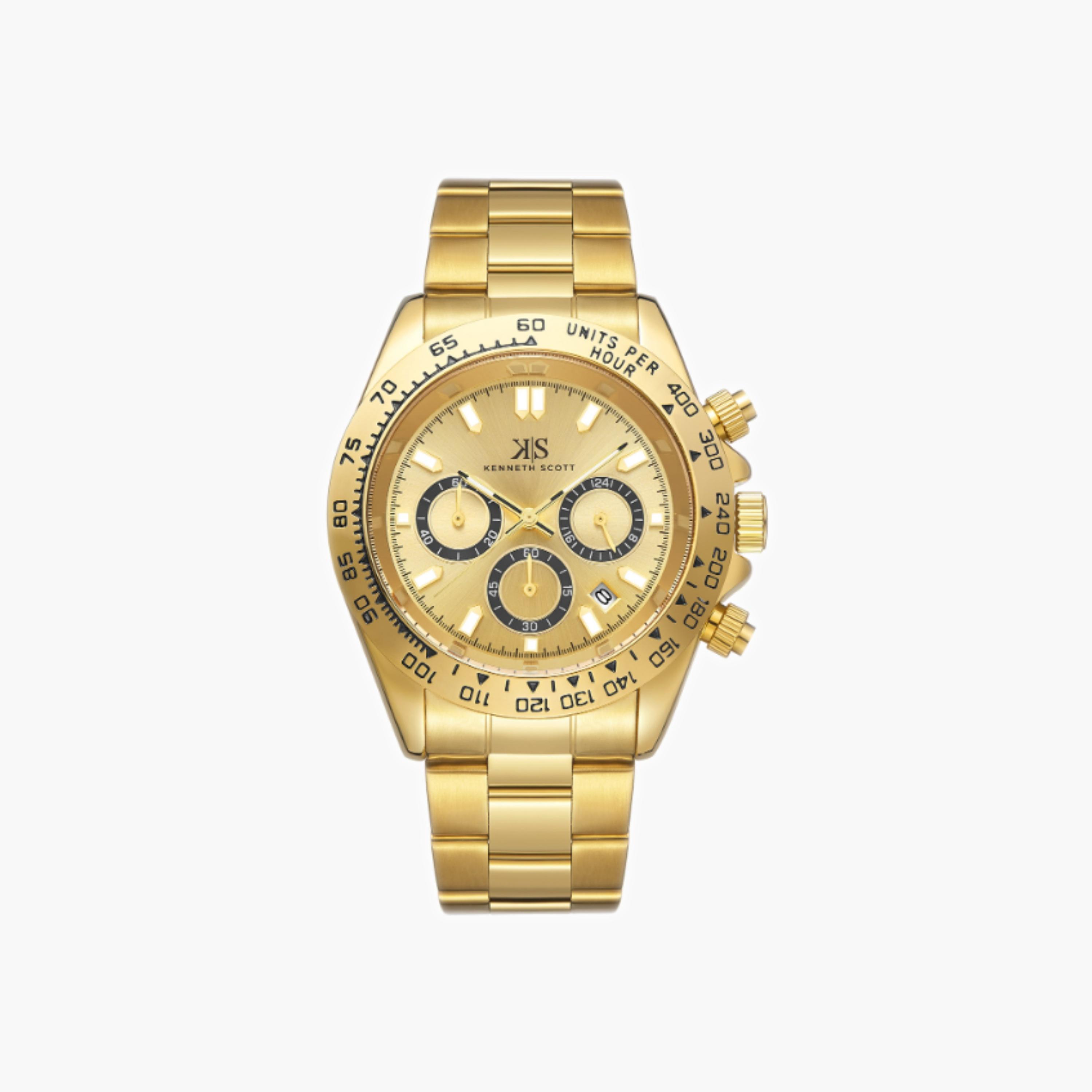 Kenneth Scott Men's Multi Function Champagne Dial Watch-men-watchesandjewellery-watches-image-1