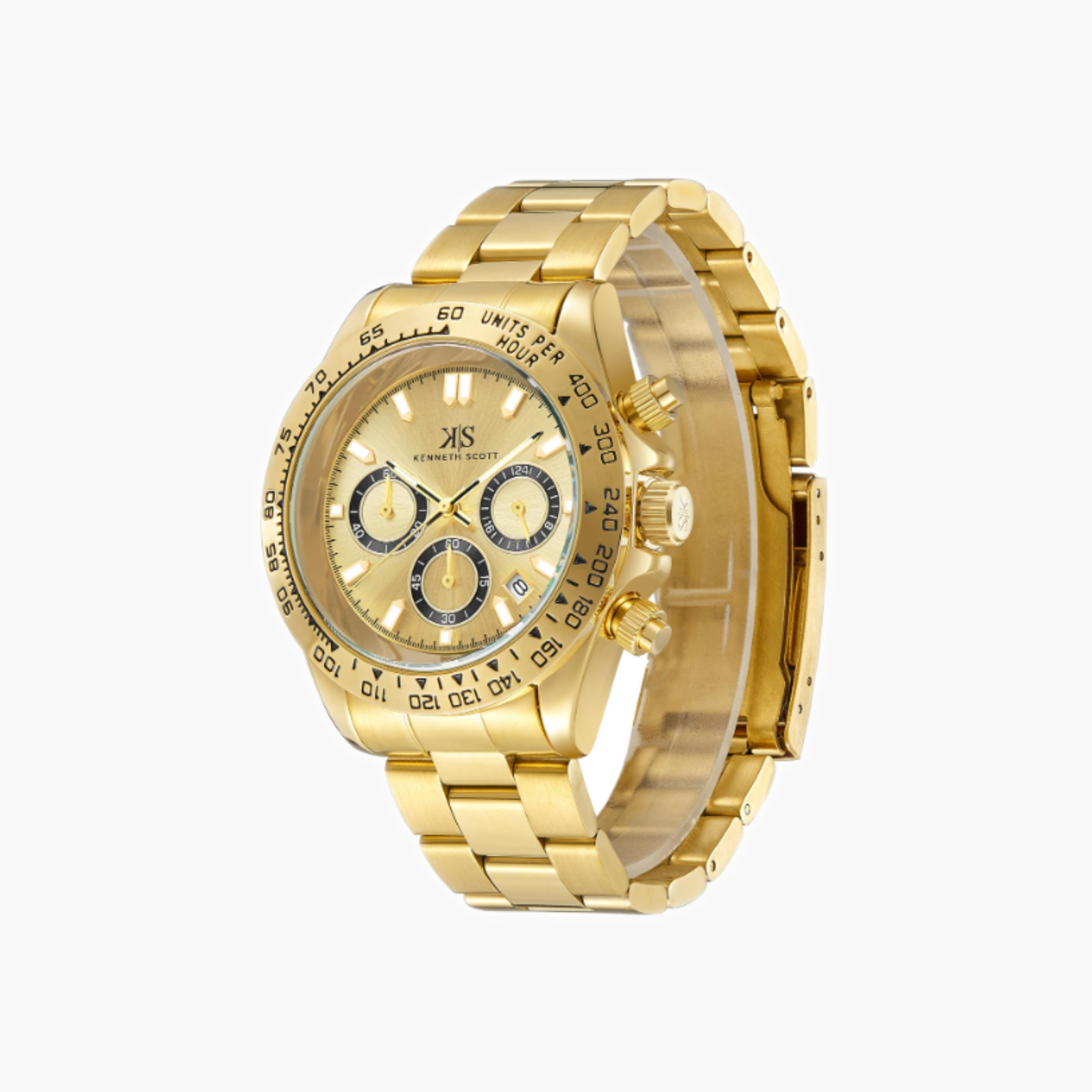 Kenneth Scott Men's Multi Function Champagne Dial Watch-men-watchesandjewellery-watches-image-2