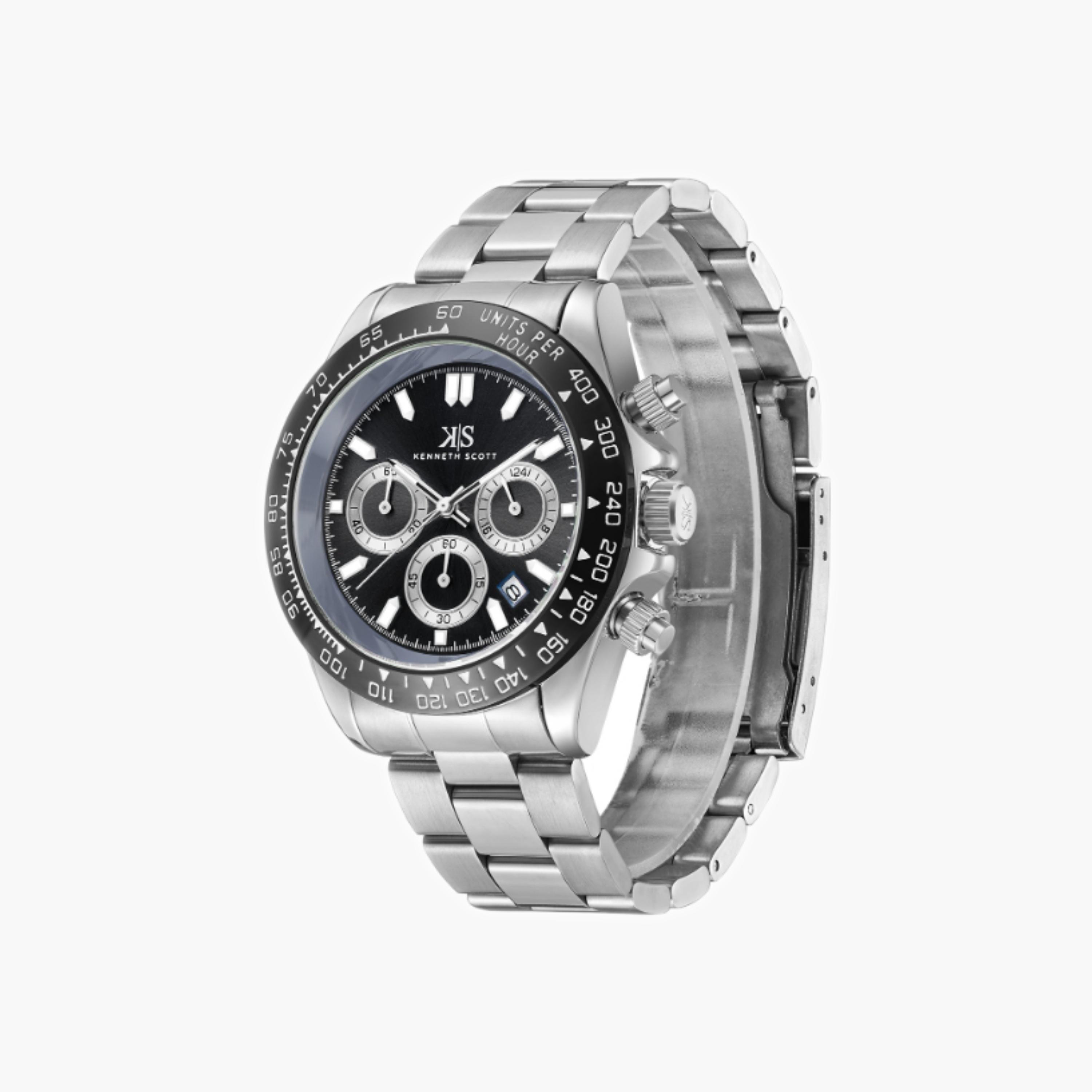 Kenneth Scott Men's Multi Function Black Dial Watch-men-watchesandjewellery-watches-image-3
