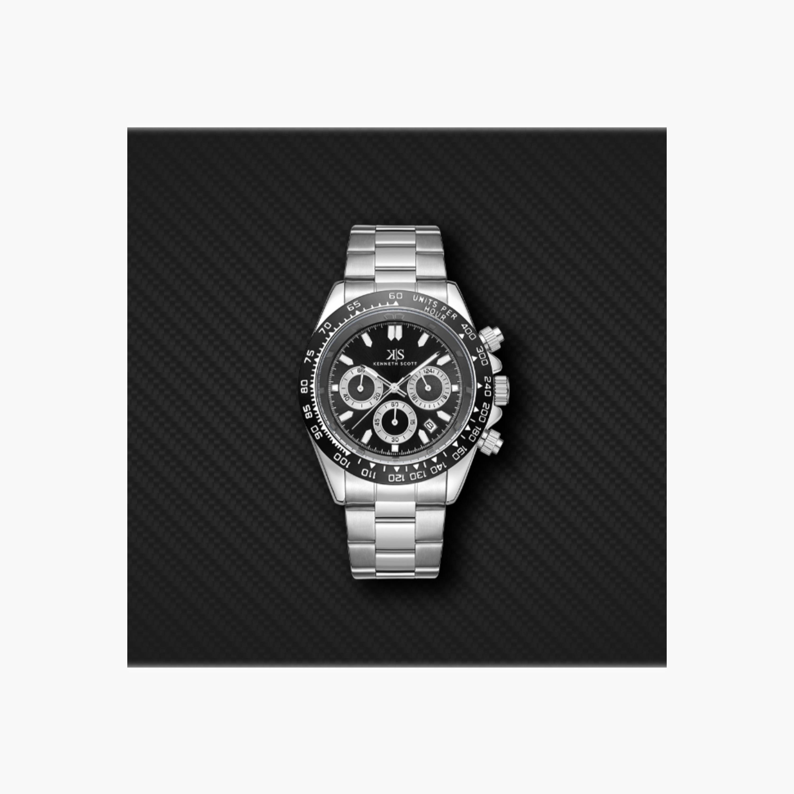 Kenneth Scott Men's Multi Function Black Dial Watch-men-watchesandjewellery-watches-image-4