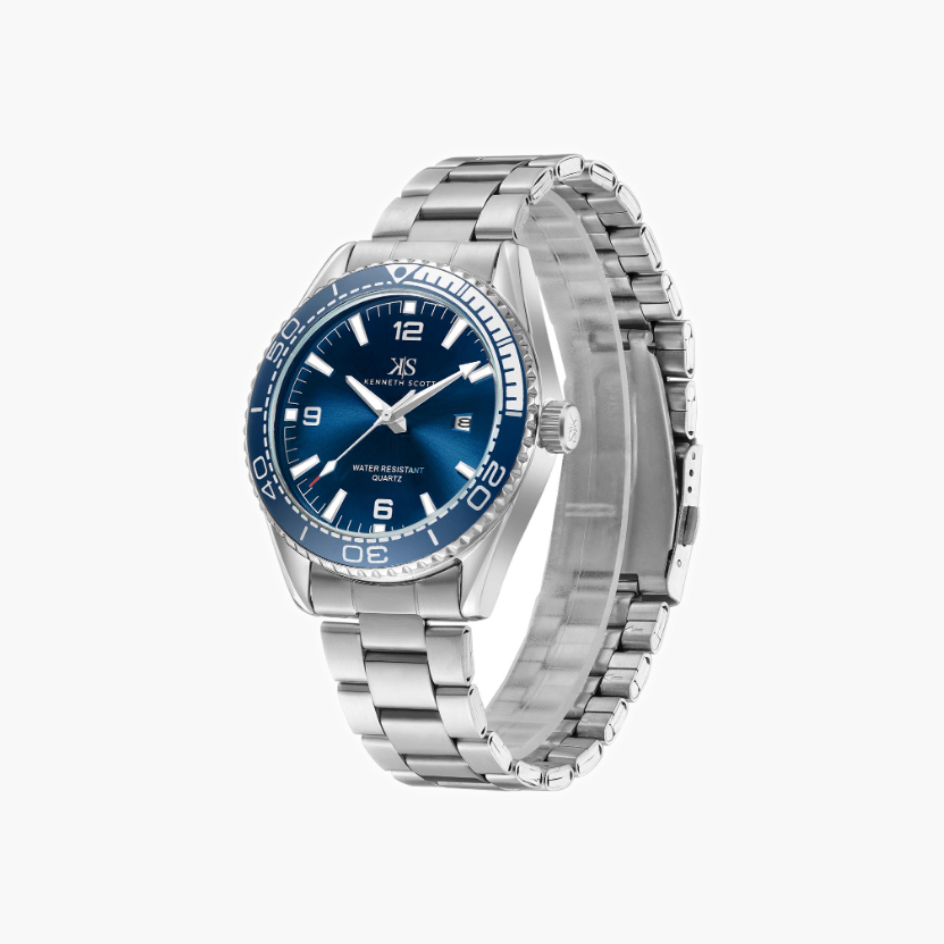 Kenneth Scott Men's Analog Dark Blue Dial Watch-men-watchesandjewellery-watches-image-2