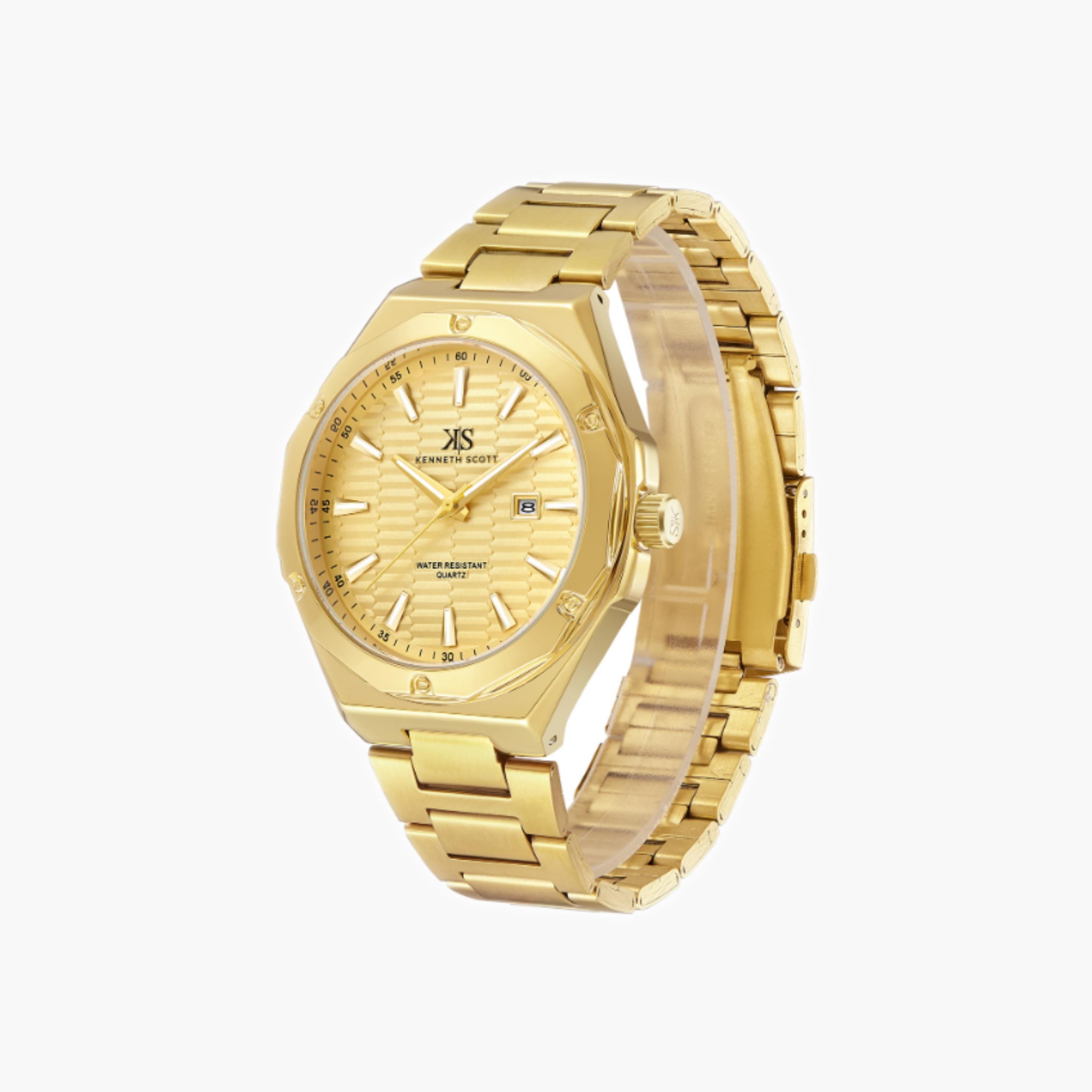 Kenneth Scott Men's Analog Champagne Dial Watch-men-watchesandjewellery-watches-image-2