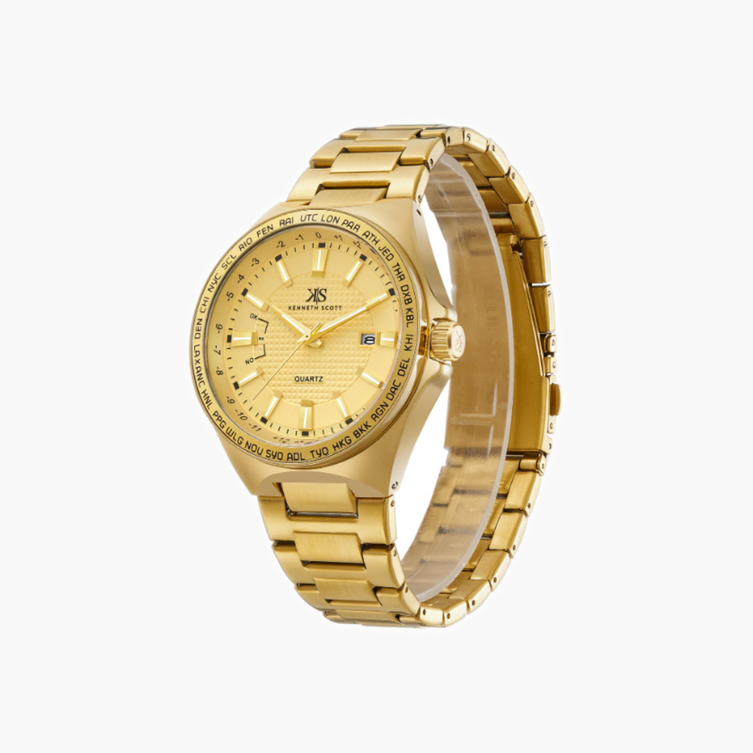 Kenneth Scott Men's Analog Champagne Dial Watch-men-watchesandjewellery-watches-image-2
