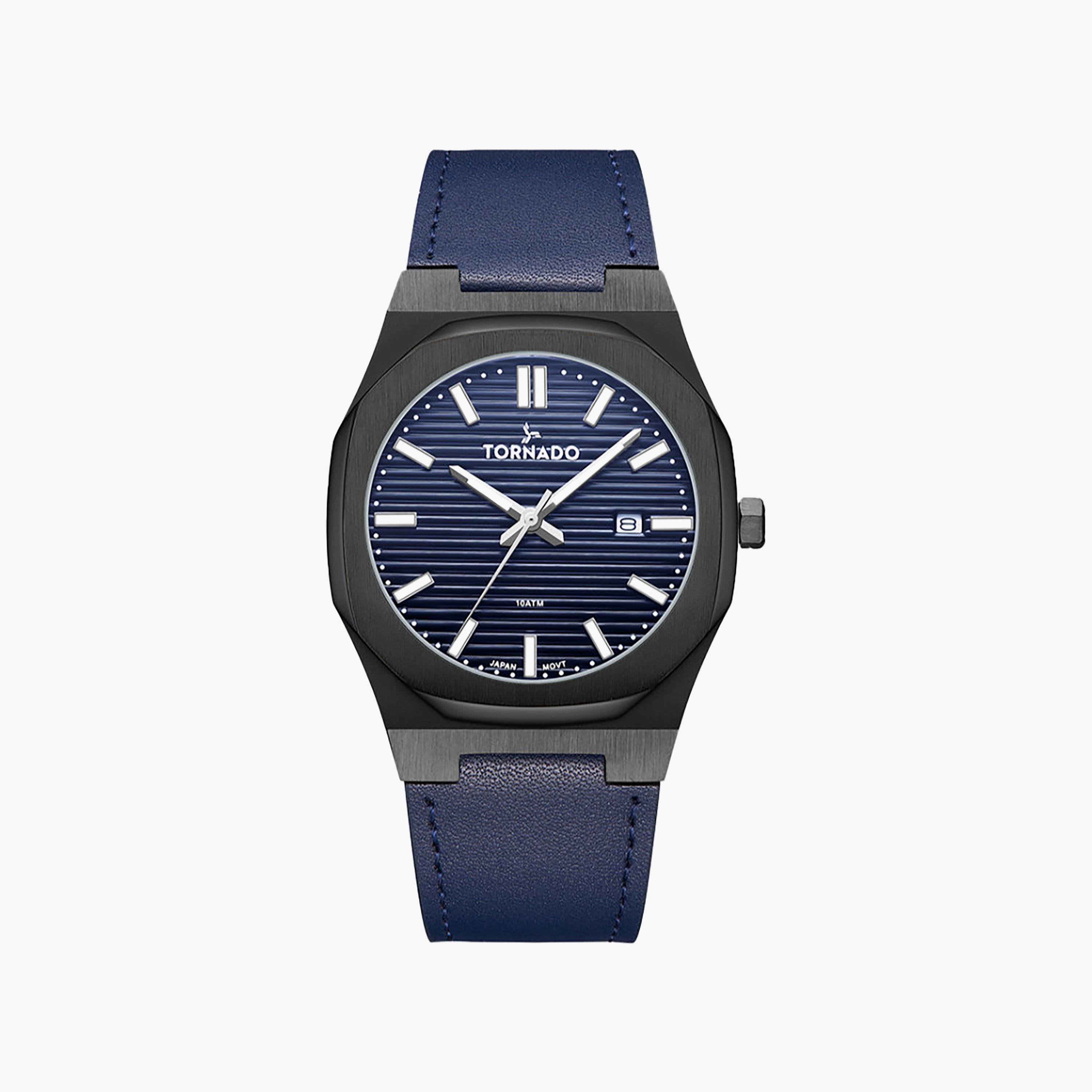 Tornado Men's 40MM Blue Analog Leather Watch | T22002-BLNN-men-watchesandjewellery-watches-image-1