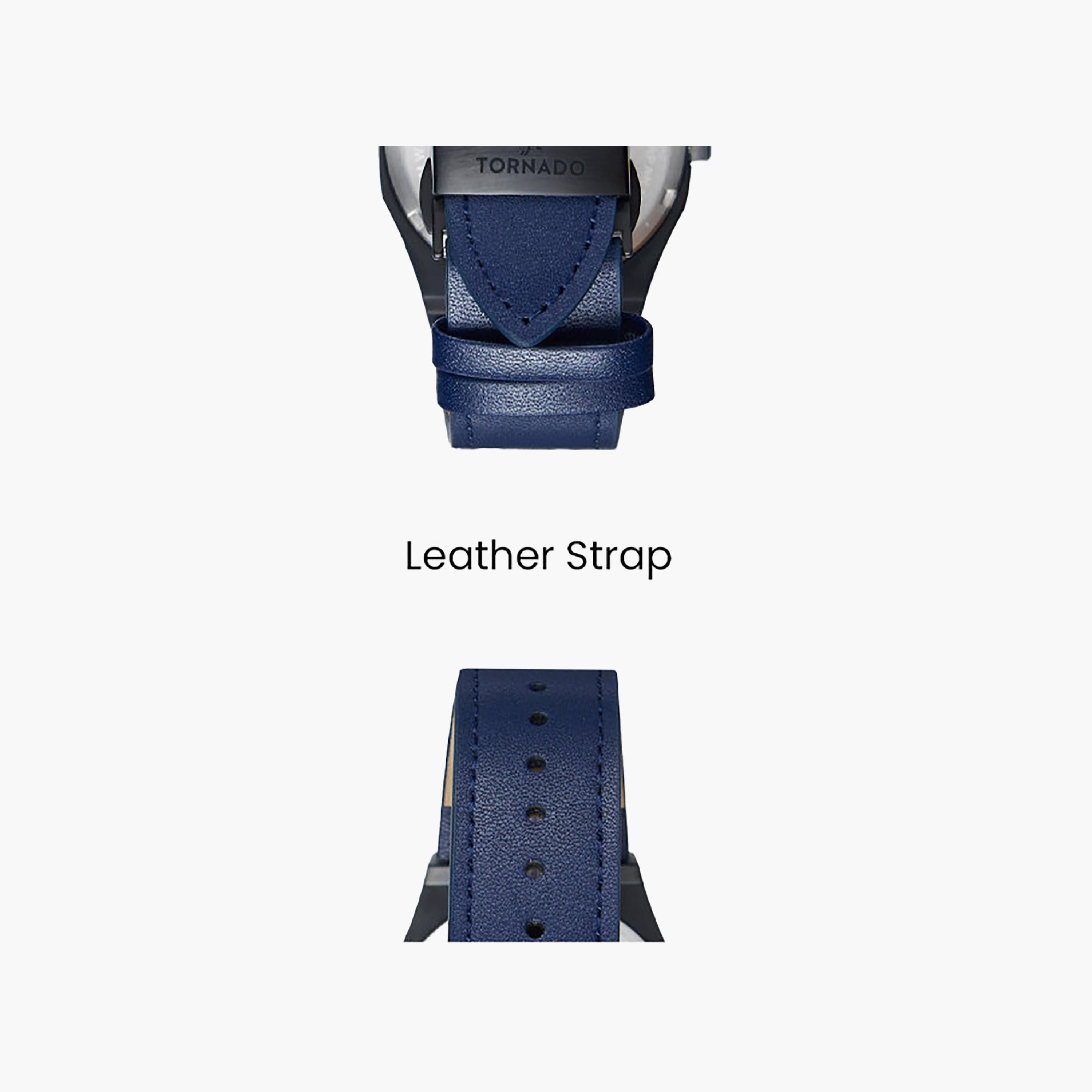 Tornado Men's 40MM Blue Analog Leather Watch | T22002-BLNN-men-watchesandjewellery-watches-image-5