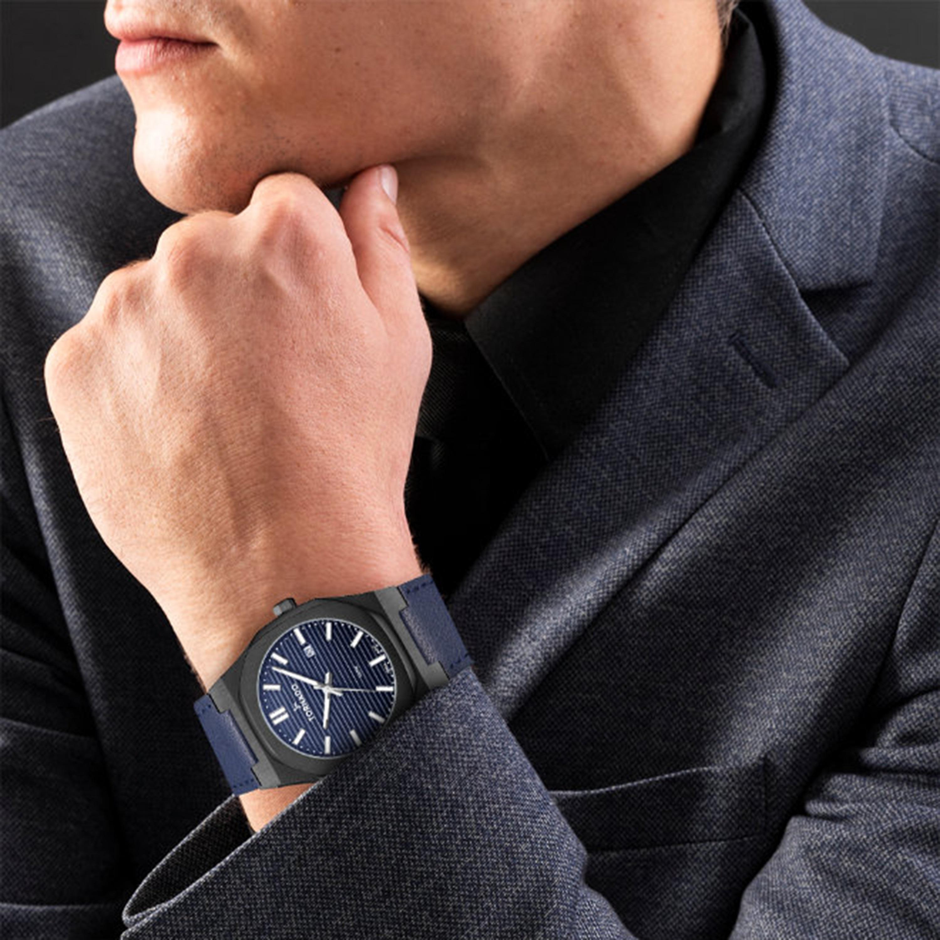ساعة تورنادو للرجال 40 ملم انالوج من الجلد باللون الأزرق | T22002-BLNN-men-watchesandjewellery-watches-image-8
