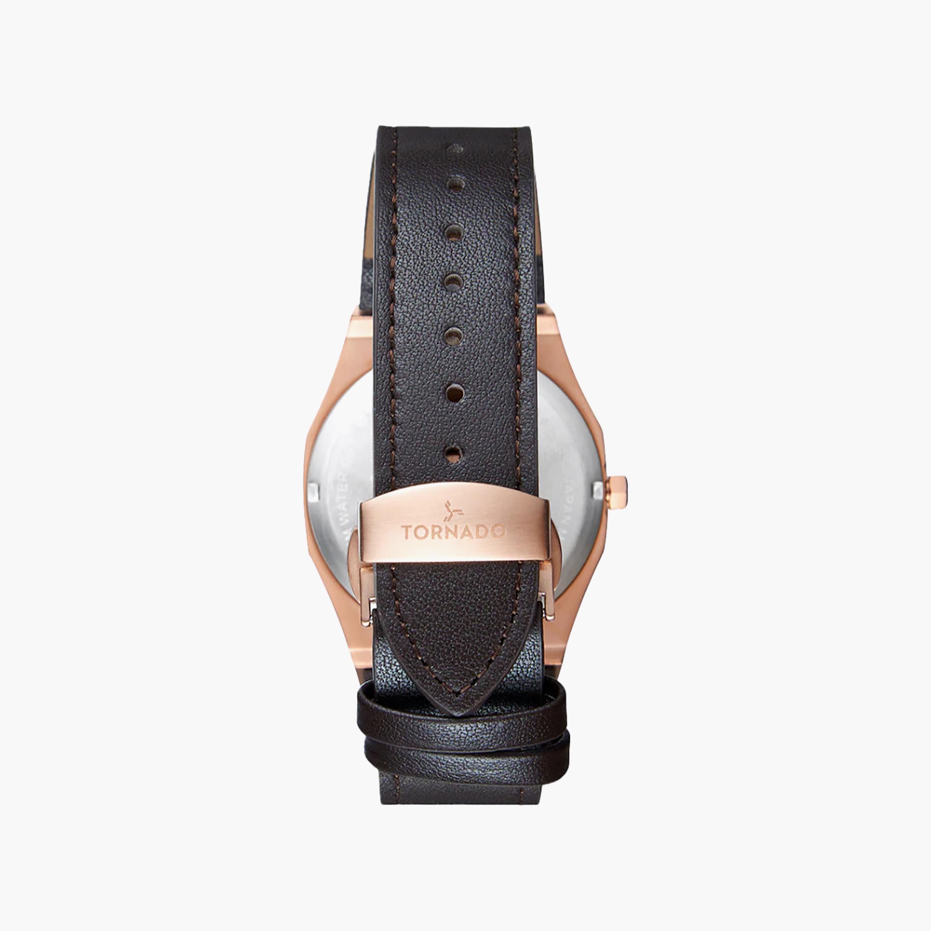 ساعة تورنادو رجالية مقاس 40 مم، لون بني، تناظرية، مصنوعة من الجلد | T22002-RLDB-men-watchesandjewellery-watches-image-3