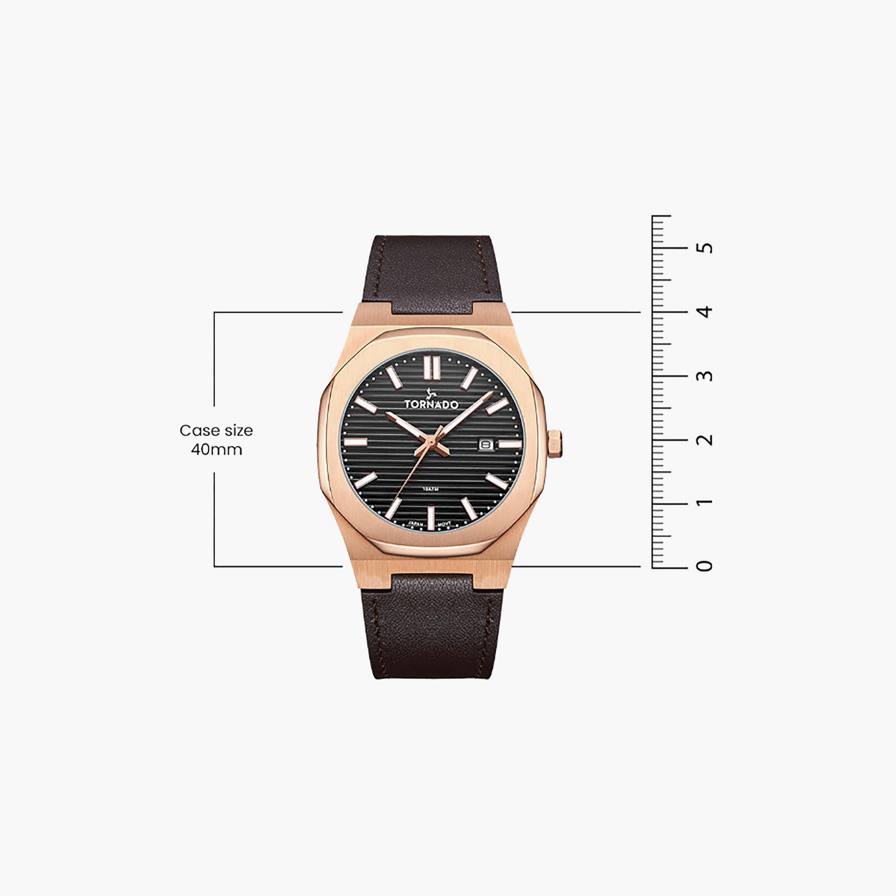ساعة تورنادو رجالية مقاس 40 مم، لون بني، تناظرية، مصنوعة من الجلد | T22002-RLDB-men-watchesandjewellery-watches-image-6