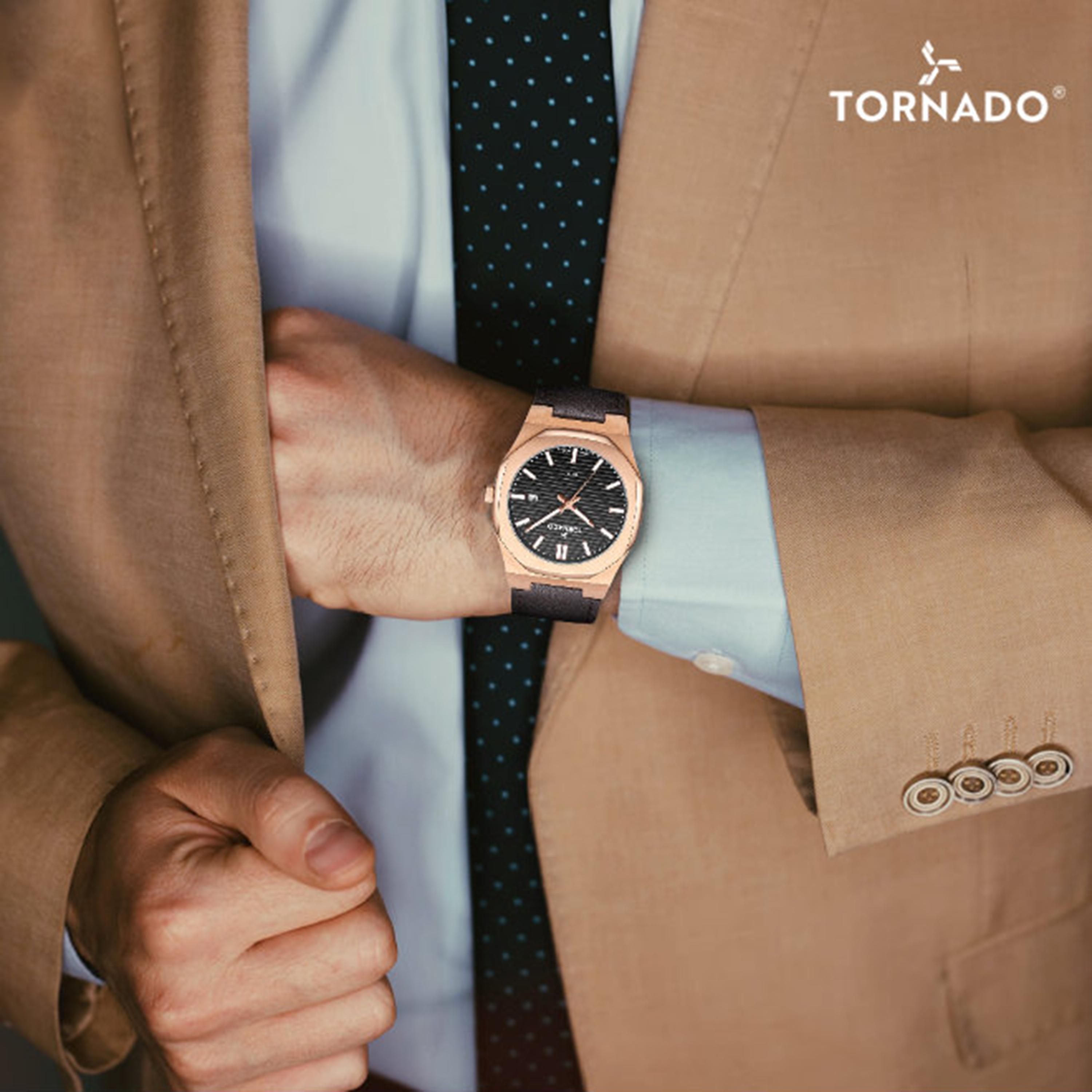 ساعة تورنادو رجالية مقاس 40 مم، لون بني، تناظرية، مصنوعة من الجلد | T22002-RLDB-men-watchesandjewellery-watches-image-8