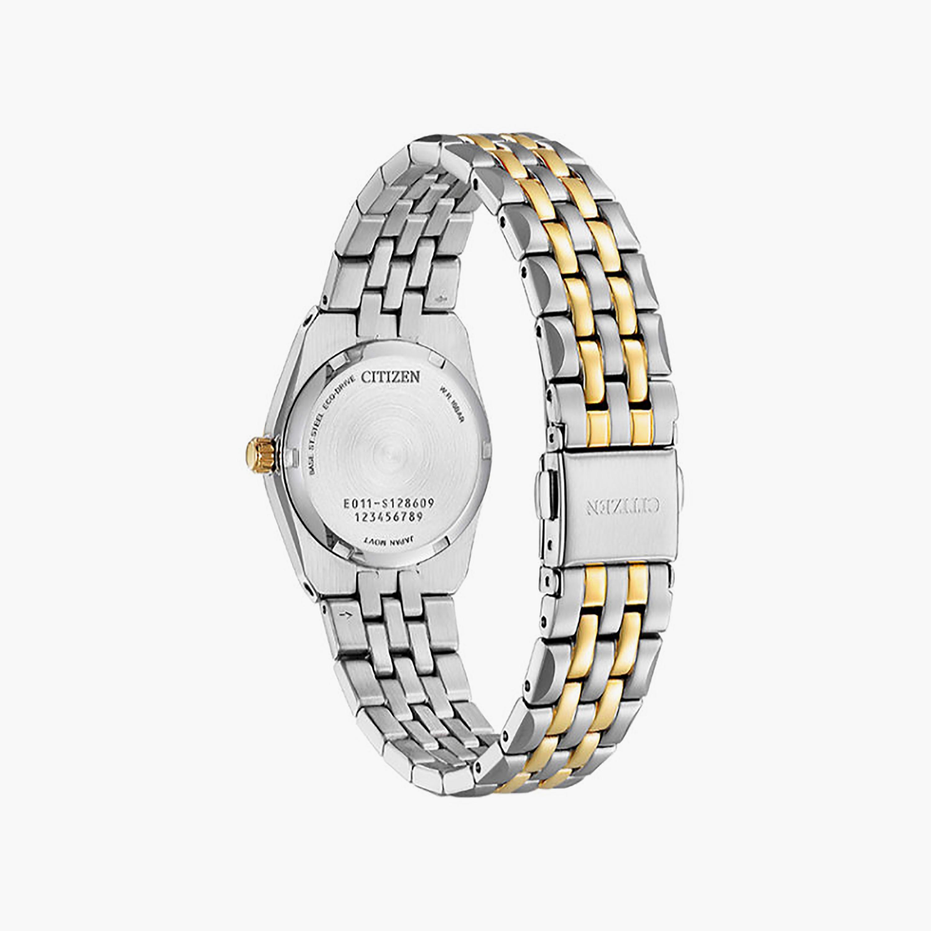 ساعة سيتيزن نسائية بيضاء تناظرية من الفولاذ المقاوم للصدأ، مقاس 28 مم | EW2299-50A-women-watchesandjewellery-watches-image-3