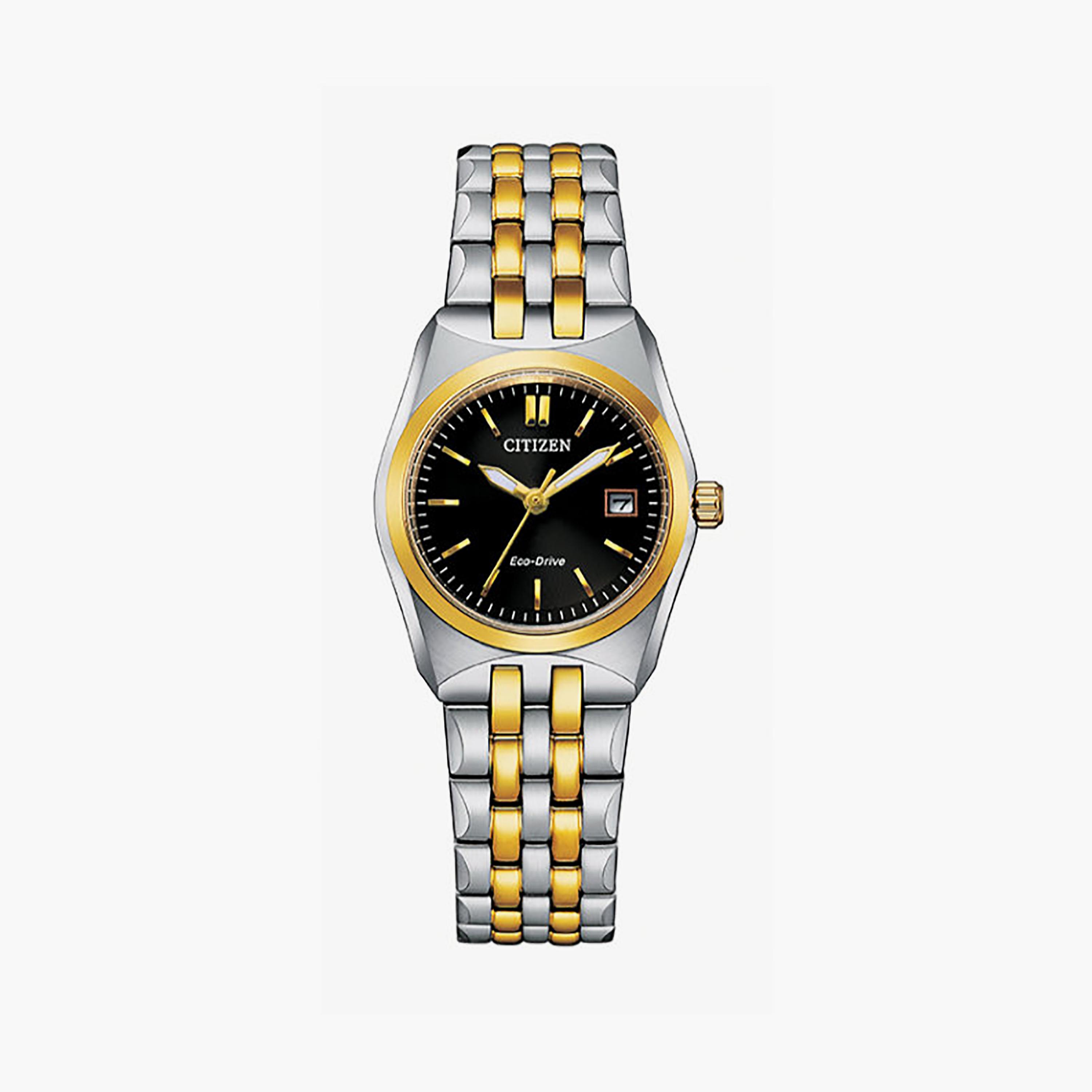 ساعة سيتيزن نسائية سوداء تناظرية من الفولاذ المقاوم للصدأ، مقاس 28 مم | EW2299-50E-women-watchesandjewellery-watches-image-1