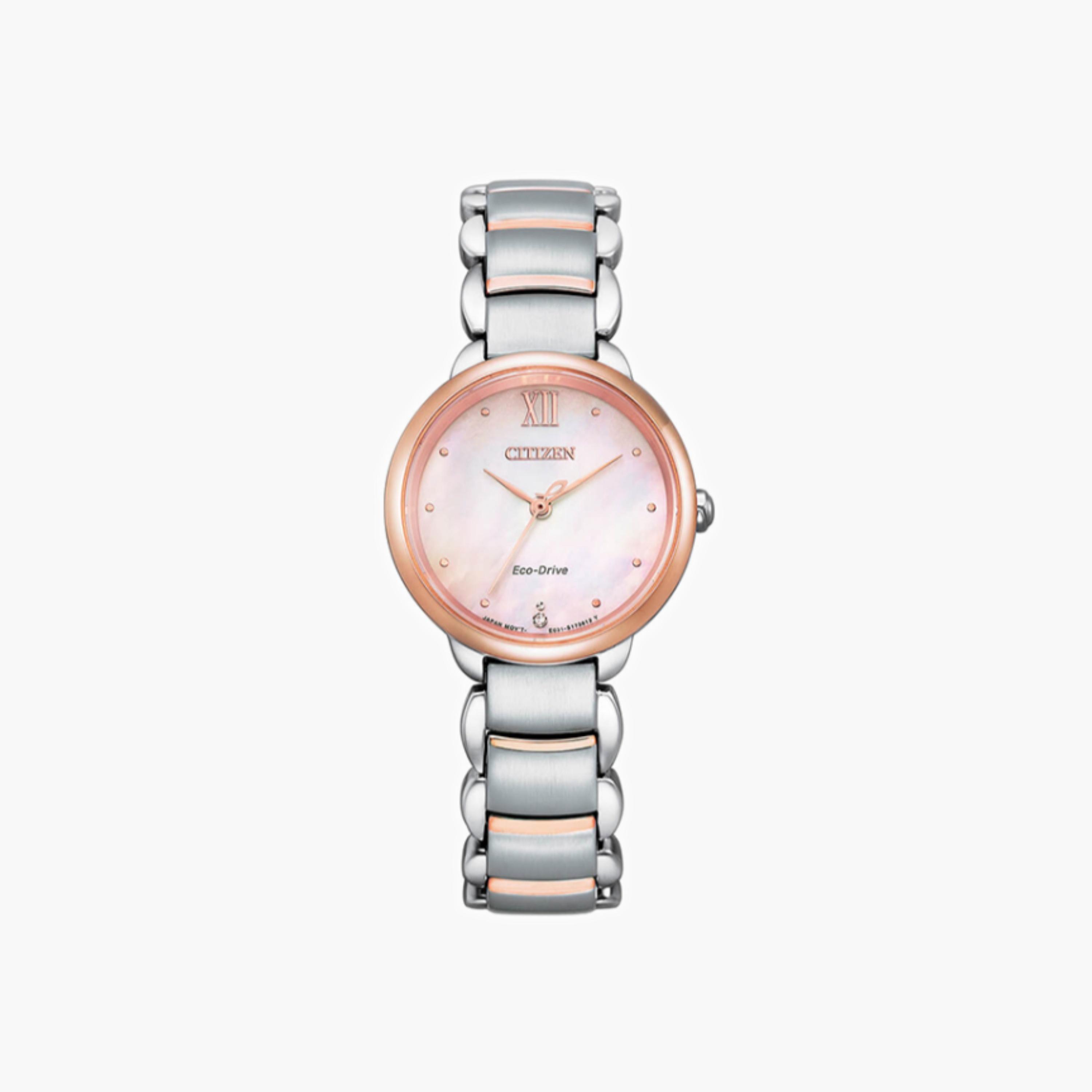 ساعة سيتيزن النسائية التناظرية بمينا ذهبي وردي - EM0924-85Y-women-watchesandjewellery-watches-image-1