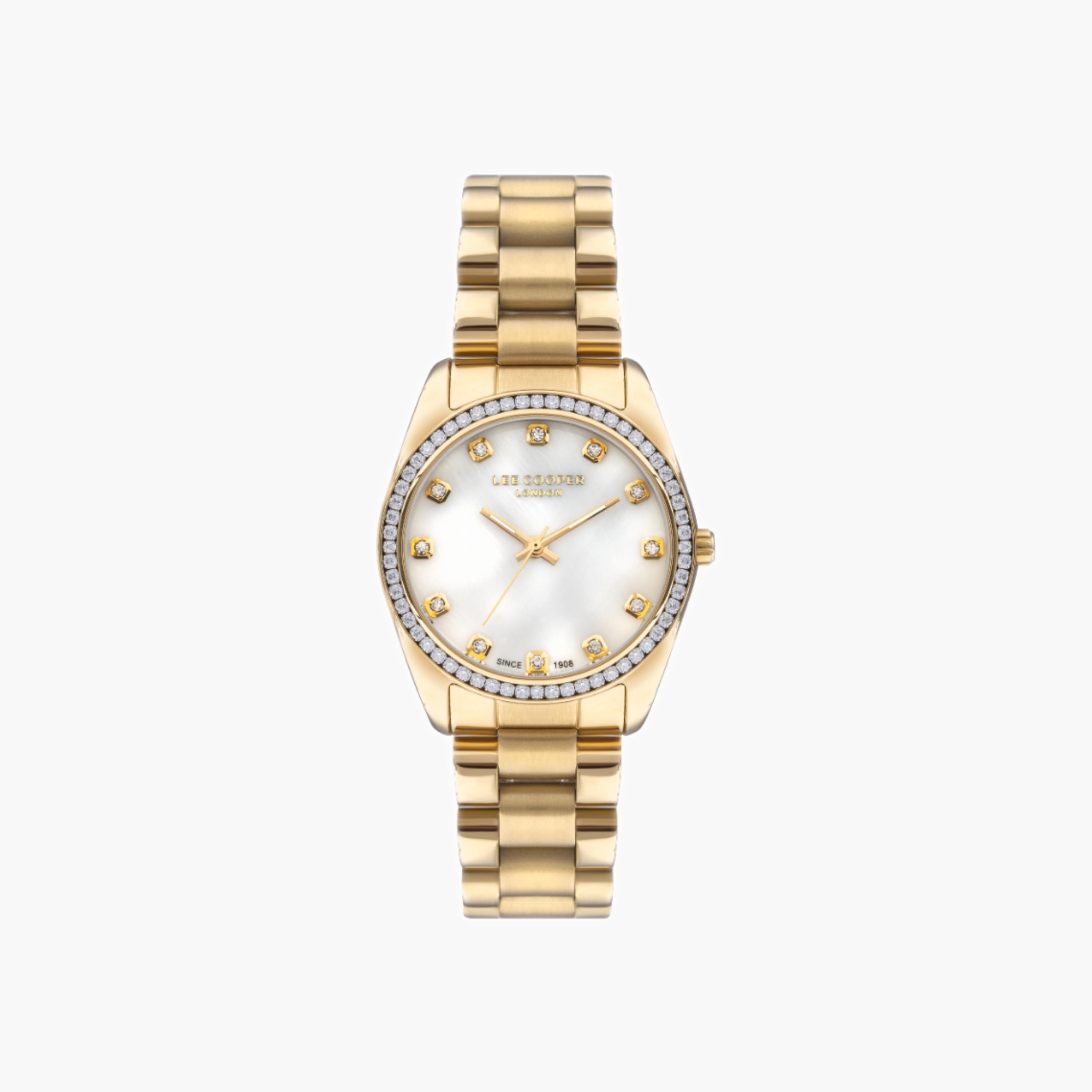 ساعة لي كوبر النسائية التناظرية ذات المينا البيضاء المصنوعة من عرق اللؤلؤ-men-watchesandjewellery-watches-image-1