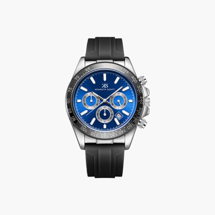 Kenneth Scott Men's Chrono & Multi Function Dark Blue Dial Watch  | K23149-SSBN-men-watchesandjewellery-watches-image-1