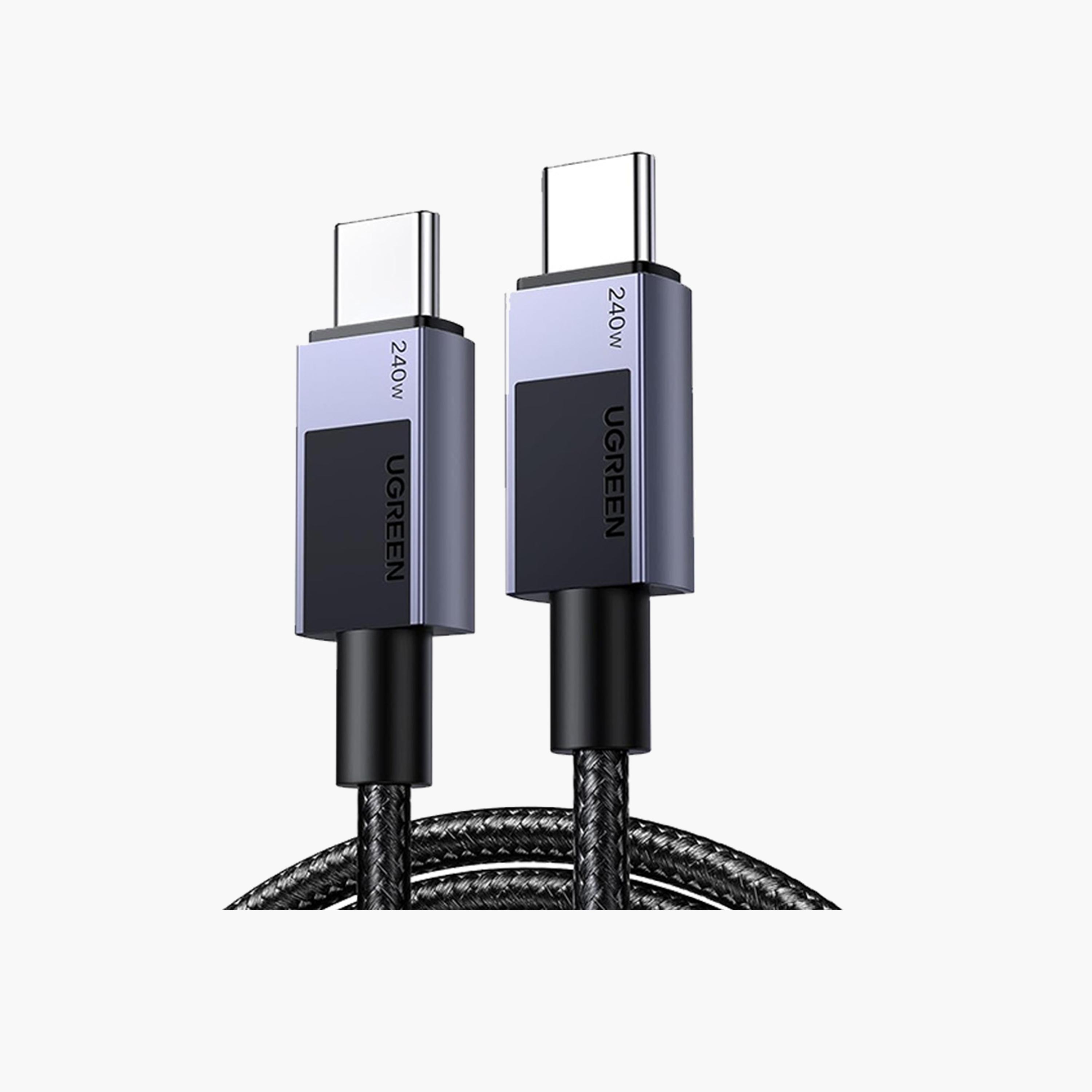 Ugreen Charging Cable Nylon Braided Fast Charging 240W USB-C To USB-C 1m - Gray-electronics-accessories-mobileaccesories-image-1