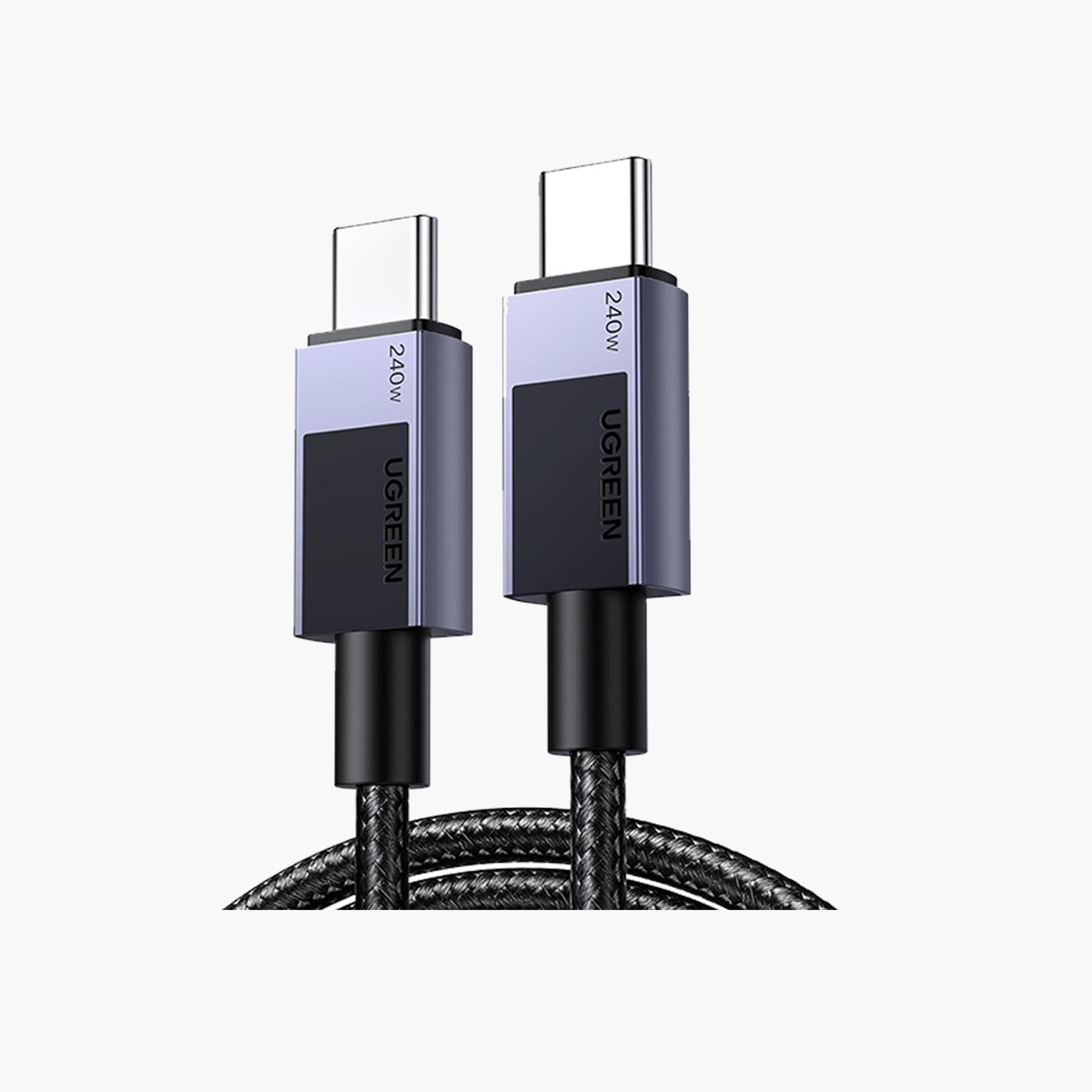 Ugreen Charging Cable Nylon Braided Fast Charging 240W USB-C To USB-C 2m - Gray-electronics-accessories-mobileaccesories-image-1