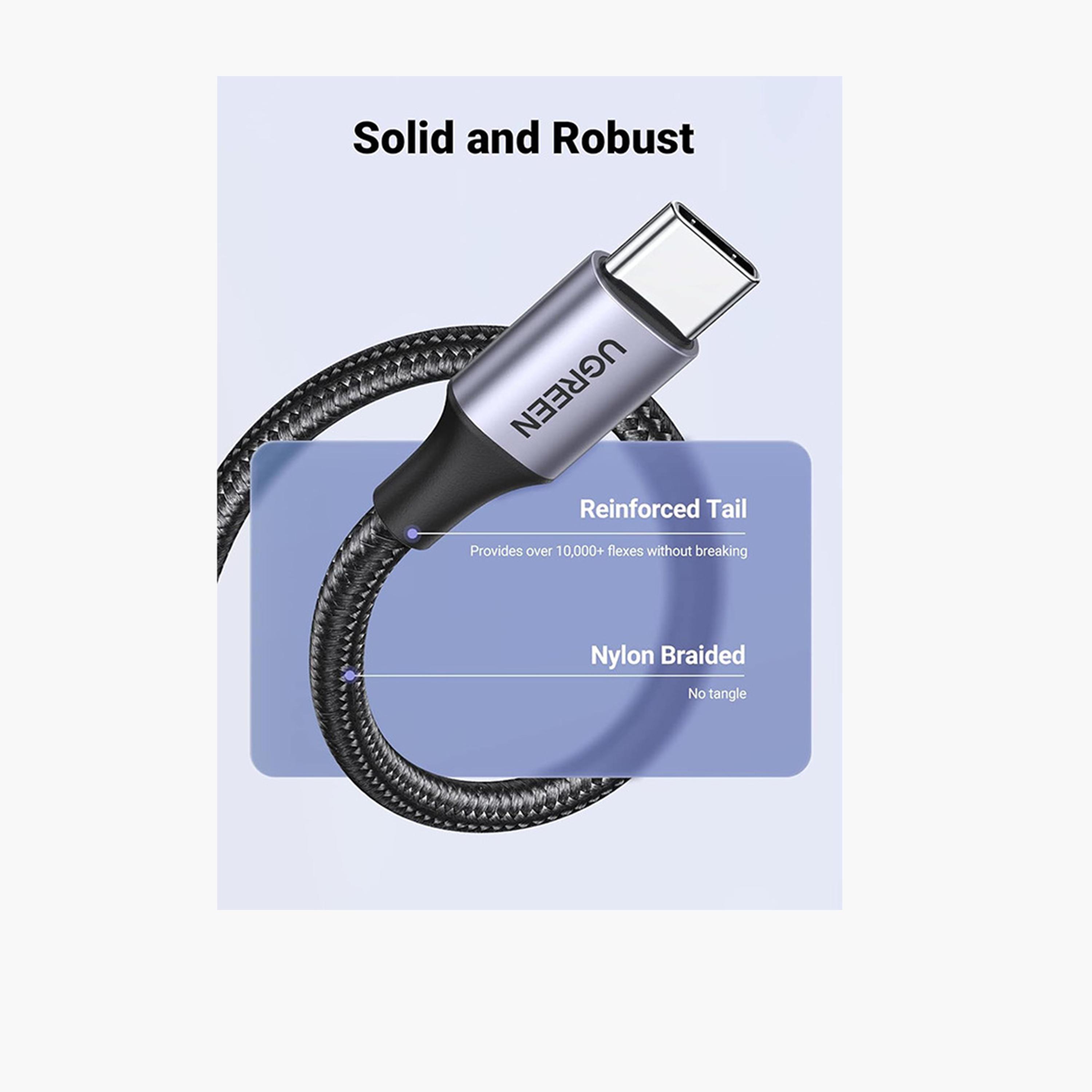 Ugreen Charging Cable Nylon Braided Fast Charging USB To USB-C 1m - Gray-electronics-accessories-mobileaccesories-image-3