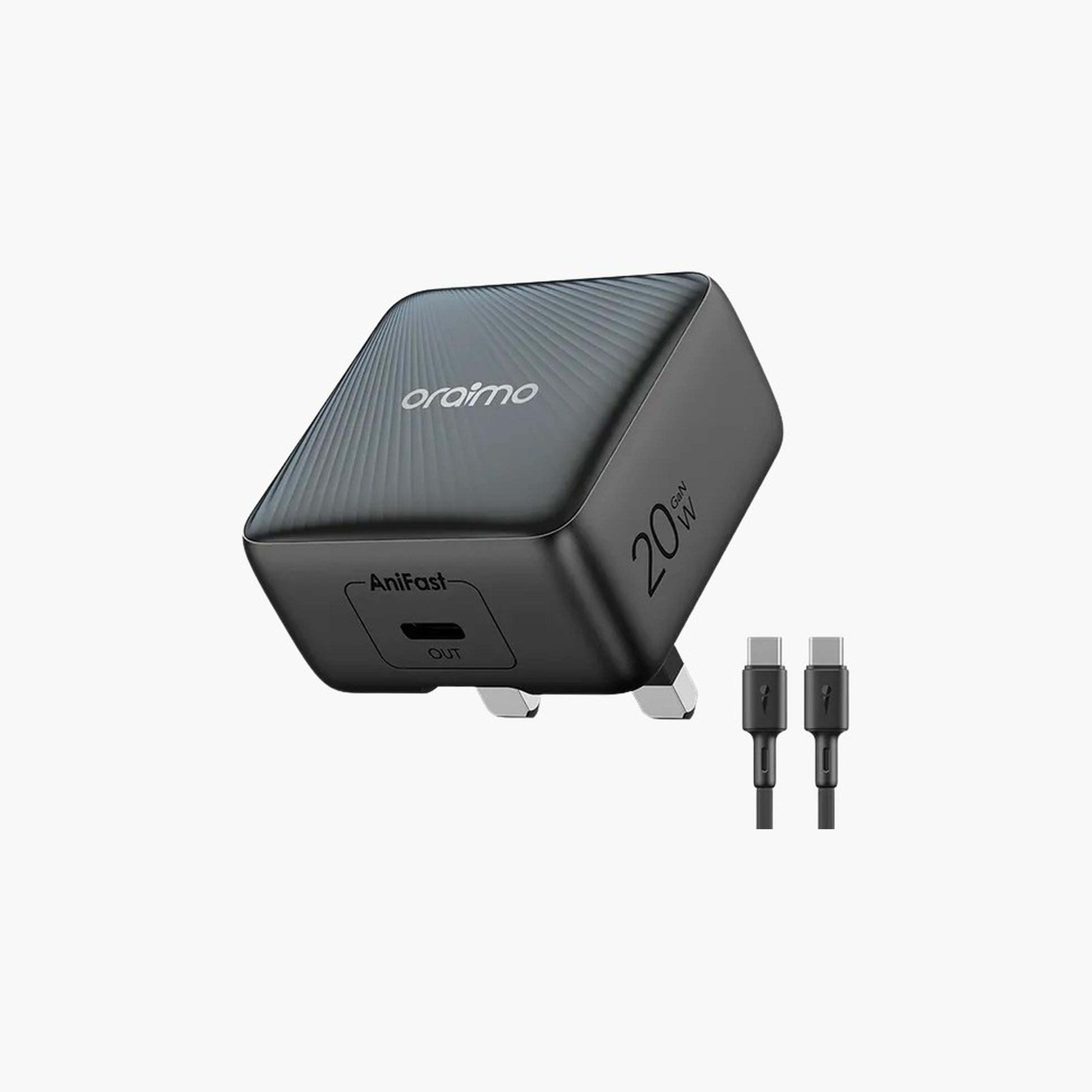 Oraimo Wall Charger PowerCube 20 Chic USB-C Port 20W With USB-C Cable - Black-electronics-accessories-mobileaccesories-image-1